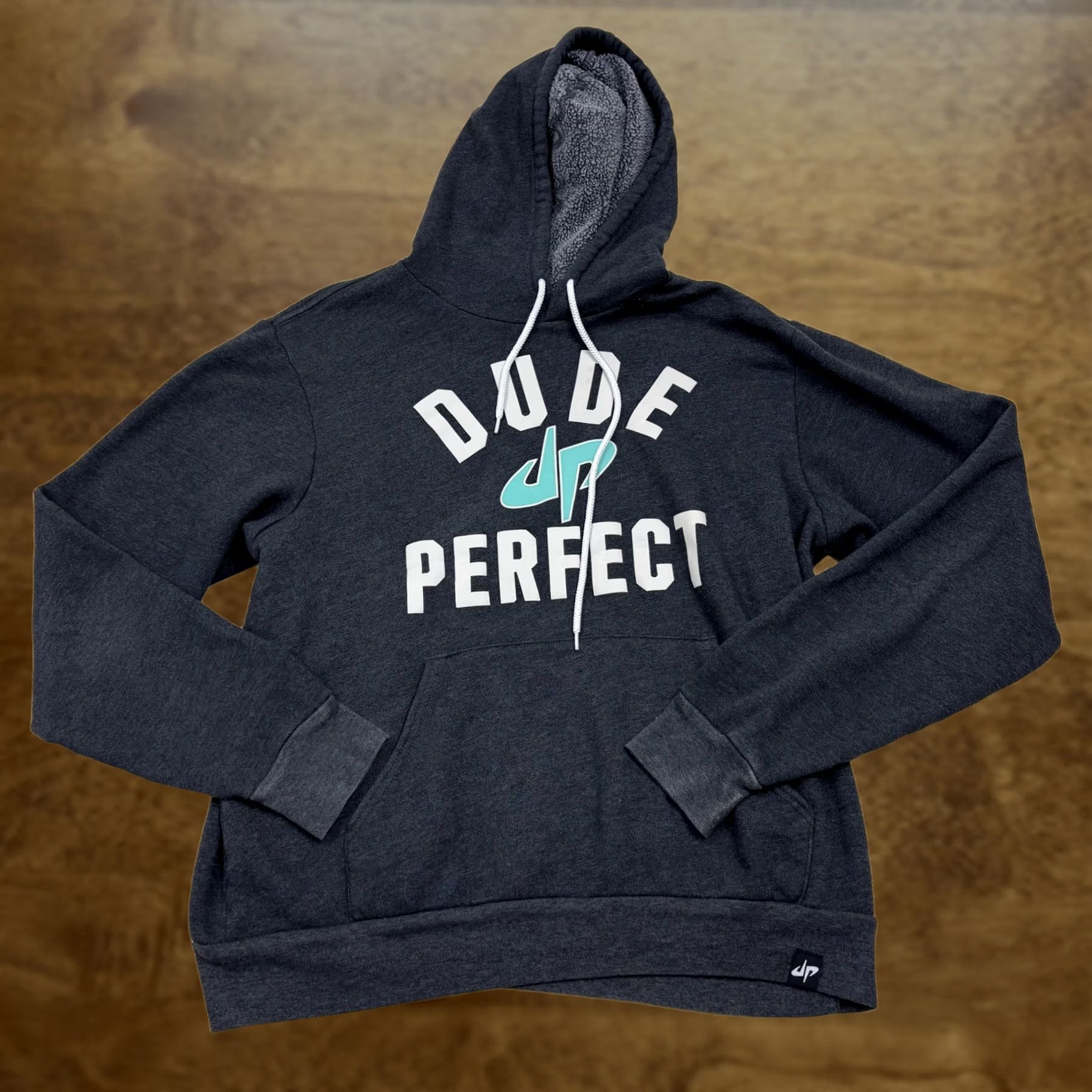 Vintage Dude Perfect Hoodie Mens Large Gray Fleece Lined Pullover Graphic Sweatshirt Size US L / EU 52-54 / 3 - 1 Thumbnail