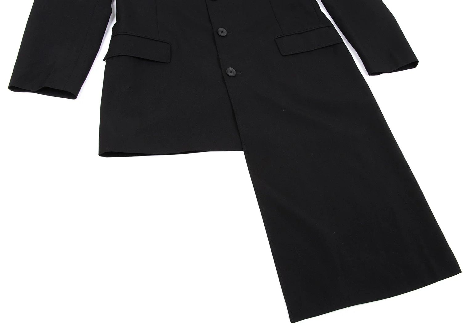 Yohji Yamamoto Yohji Yamamoto Wool Gabardine Asymmetric Long Jacket Size US L / EU 52-54 / 3 - 8 Thumbnail