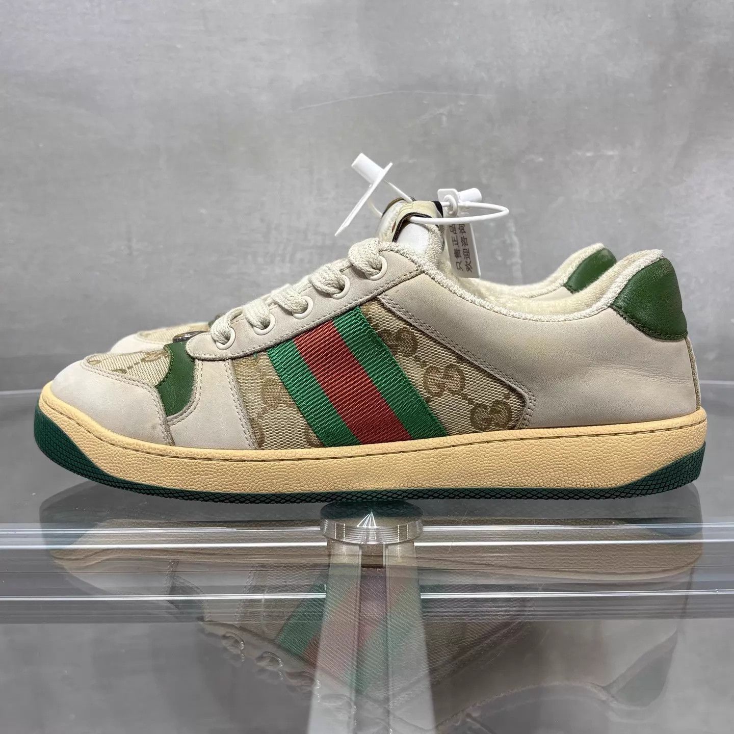 Gucci Gucci Rhyton Distressed Sneaker Women's EU 38 Green Enamel Size US 7.5 / IT 37.5 - 3 Thumbnail
