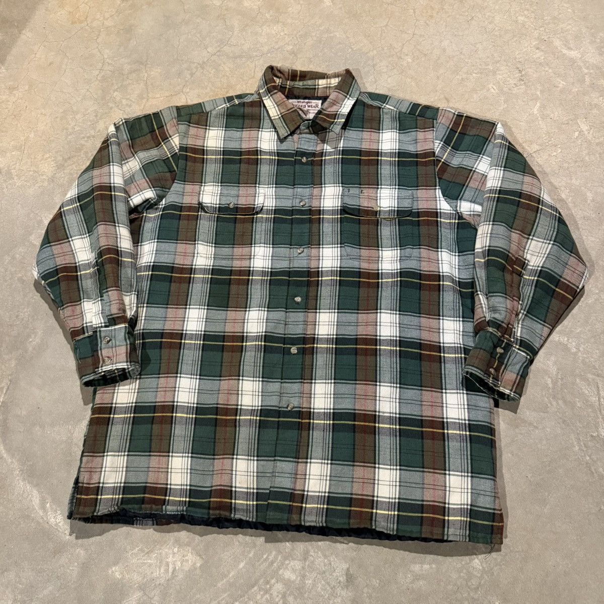 Vintage 2000s Faded Wrangler Plaid Quilt Lined Flannel ERD Grunge Size US XL / EU 56 / 4 - 2 Thumbnail