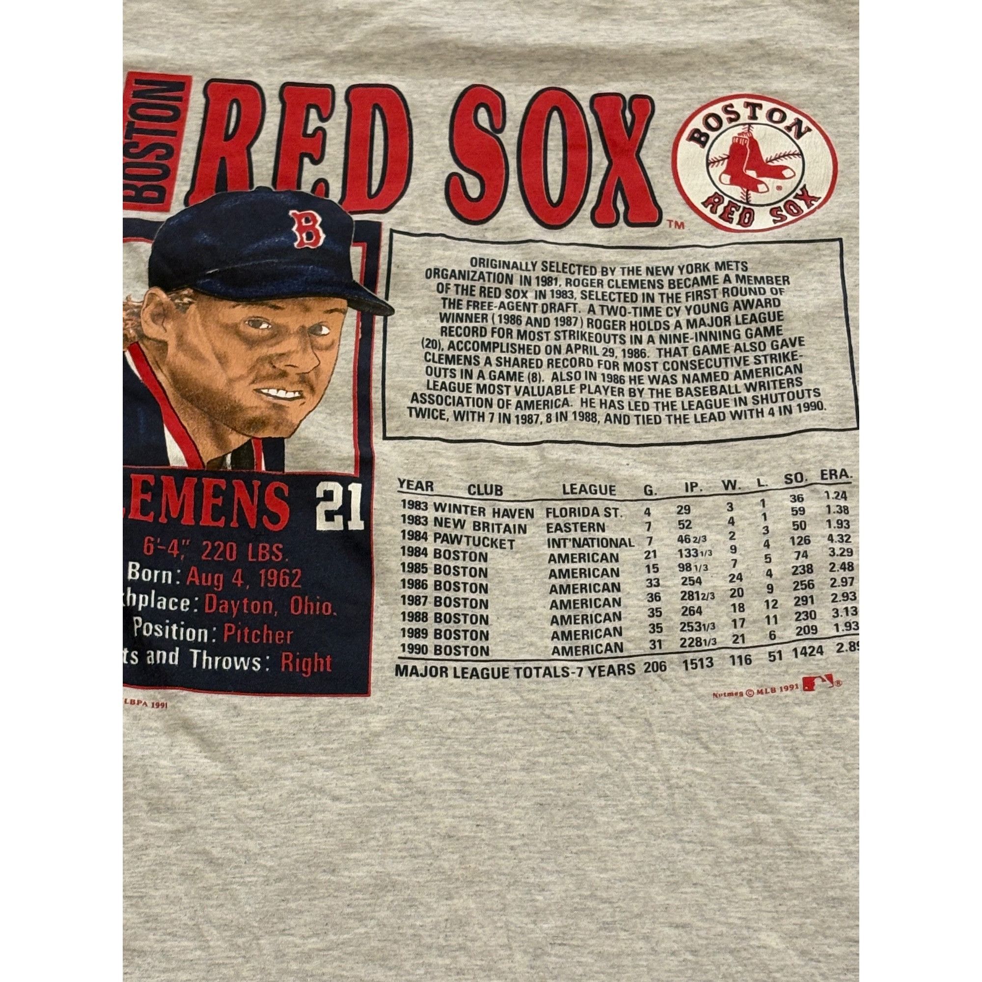 Nutmeg Vintage 1991 Nutmeg Boston Red Sox Roger Clemens Double Side Size US M / EU 48-50 / 2 - 6 Thumbnail