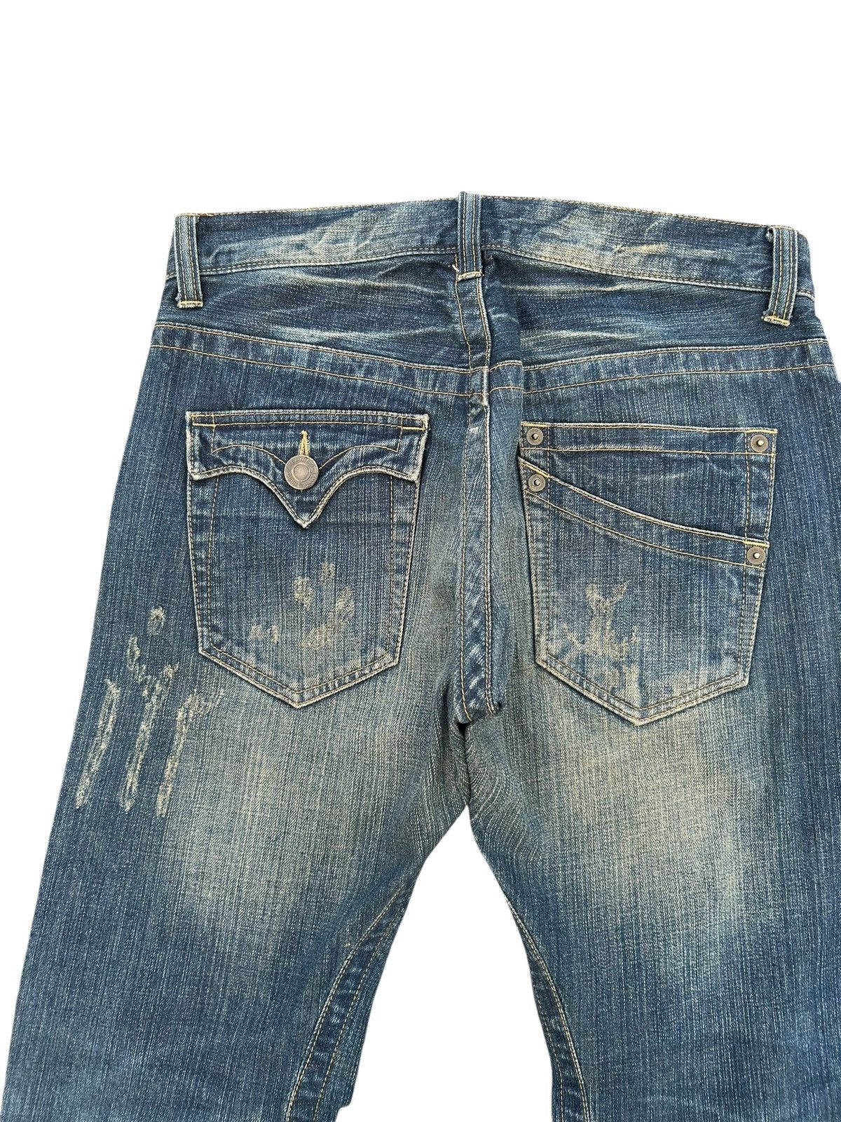 Kapital FLARE RATTLE TRAP PUNK STYLE DISTRESSED DENIM JEANS ☠️🎌 Size US 34 / EU 50 - 9 Thumbnail