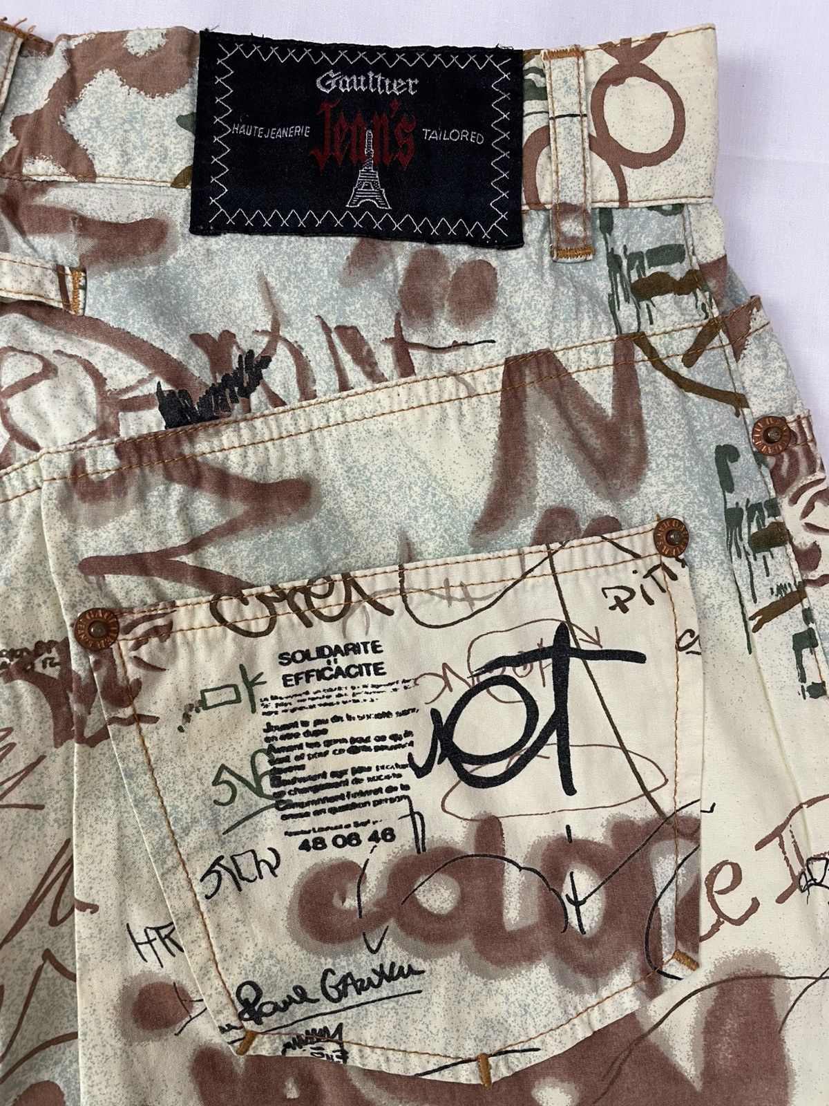 Jean Paul Gaultier SS1994 Jean Paul Gaultier Graffiti Print Pants Vintage Size 27" / US 4 / IT 40 - 10 Thumbnail