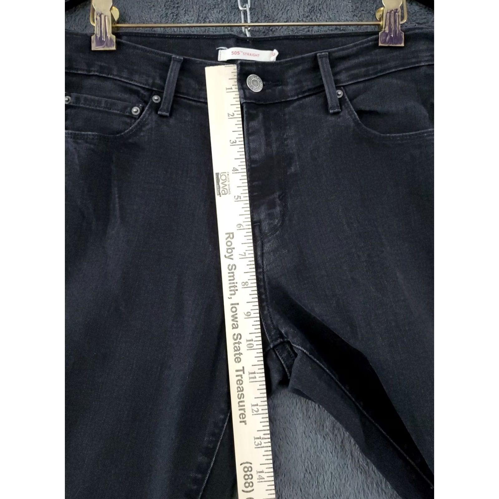 Levi's Levi's 505 Straight Jeans Womens Black Denim Mid Rise Dark Wash Size 29 Black/Denim Jeans Women 505 Straight Menus Womens Size 29" - 5 Thumbnail