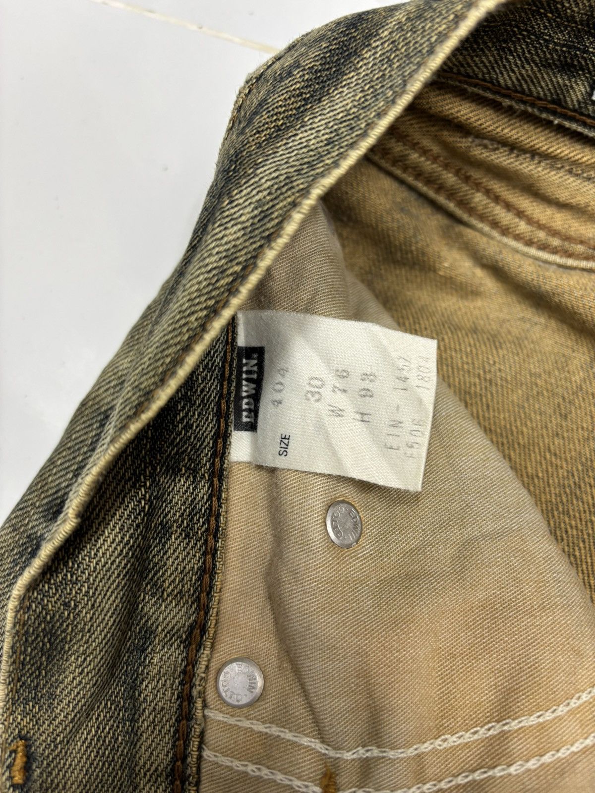Kapital Edwin Earthy Muddy Wash Destroyed Patchwork Jeans Size US 30 / EU 46 - 11 Thumbnail