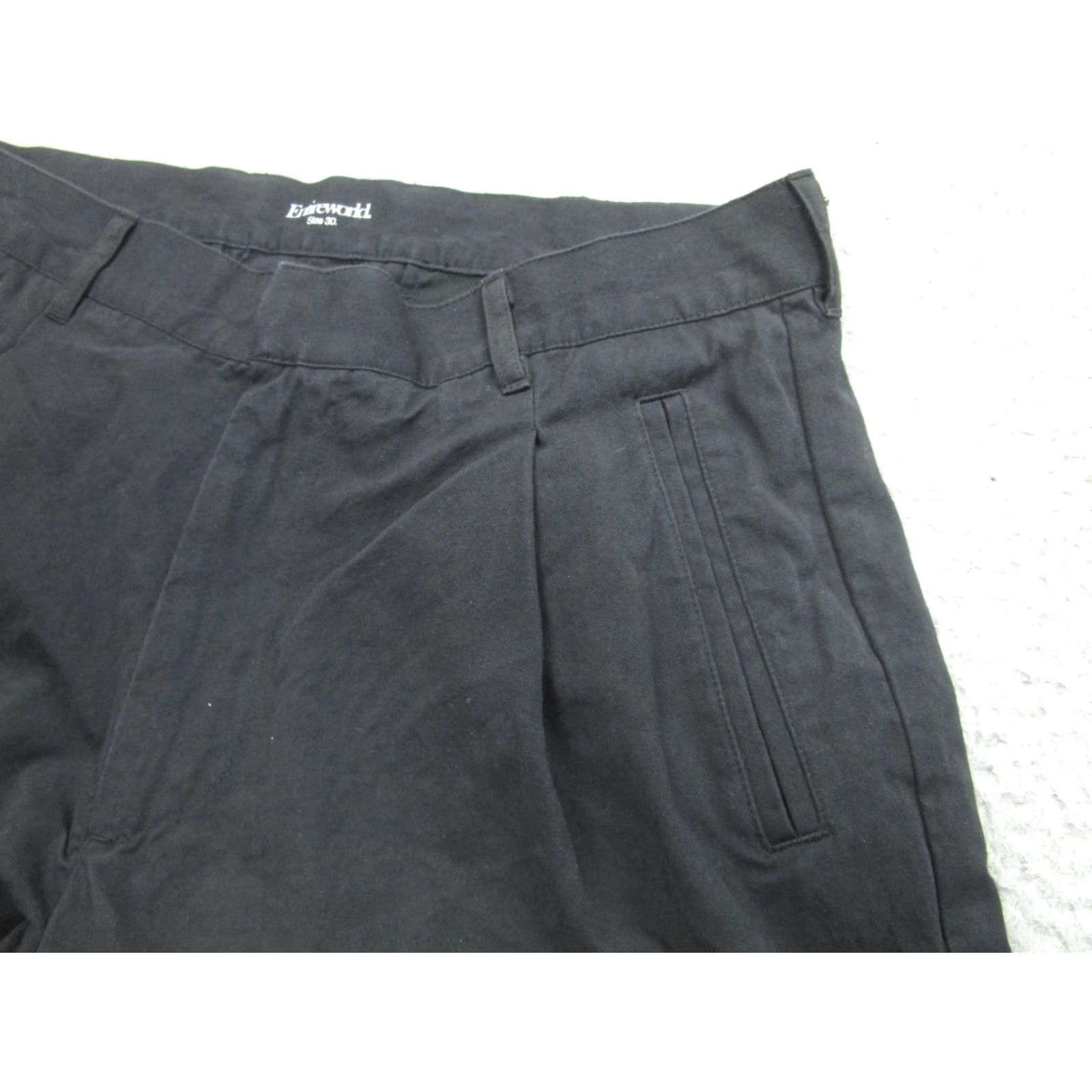 ENTIREWORLD Chino Pants Mens 30 Black Cotton Tapered Zip Fly Trousers