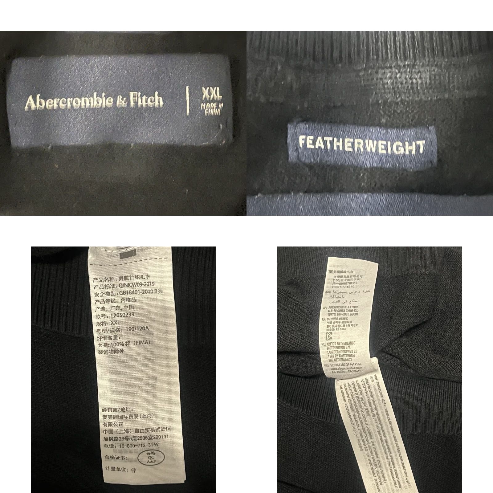 Abercrombie & Fitch Abercrombie & Fitch Sweater Men 2XL Crew Neck Black Pima Cotton Ribbed Knit Pullover Long Sleeve Size US XXL / EU 58 / 5 - 8 Thumbnail