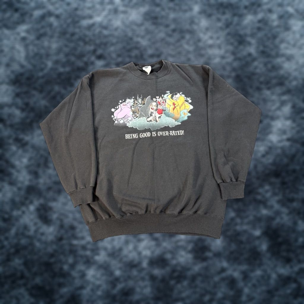 Disney VINTAGE 90s Disney Villains Crewneck Sweatshirt Black L Unisex Adults Pullover Being Good Is Overrated Rare Size Large Size US L / EU 52-54 / 3 - 1 Thumbnail