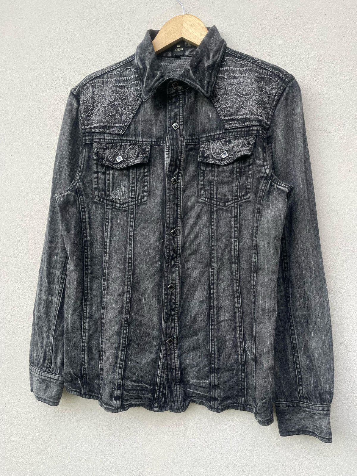 If Six Was Nine × Japanese Brand × Le Grande Bleu (L.G.B.) Semantic Design Wash Denim Western Shirt Size US S / EU 44-46 / 1 - 2 Thumbnail