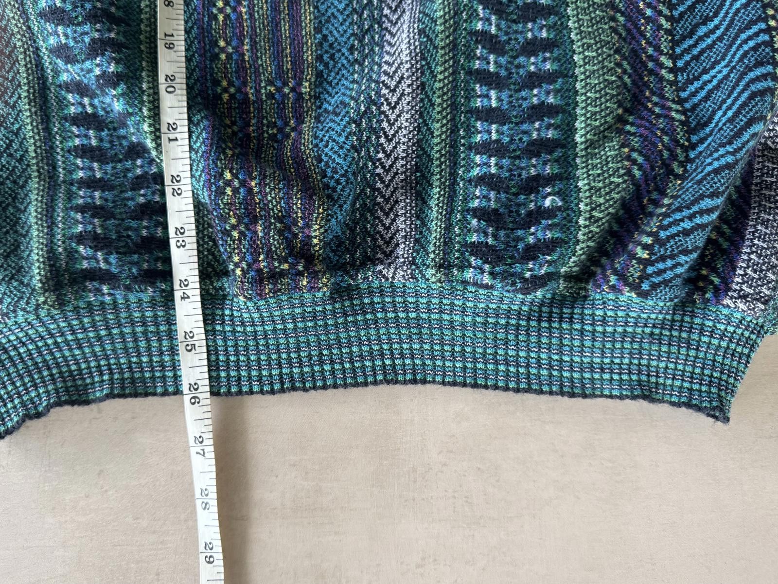 Frankie Morello Monello M 90s Teal Blue Pattern Biggie Sweater Size US M / EU 48-50 / 2 - 4 Thumbnail