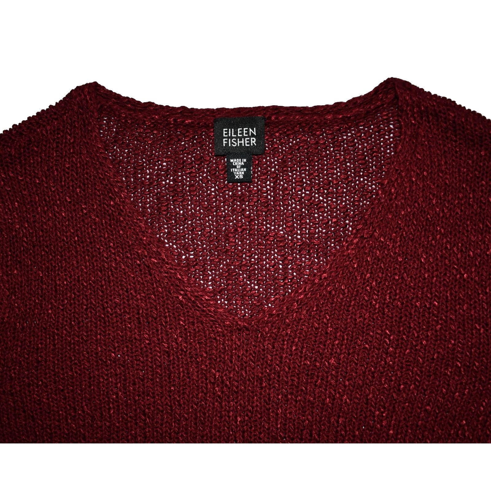Eileen Fisher EILEEN FISHER Cranberry Viscose Linen Knit Sweater Size XS Size XS / US 0-2 / IT 36-38 - 4 Thumbnail