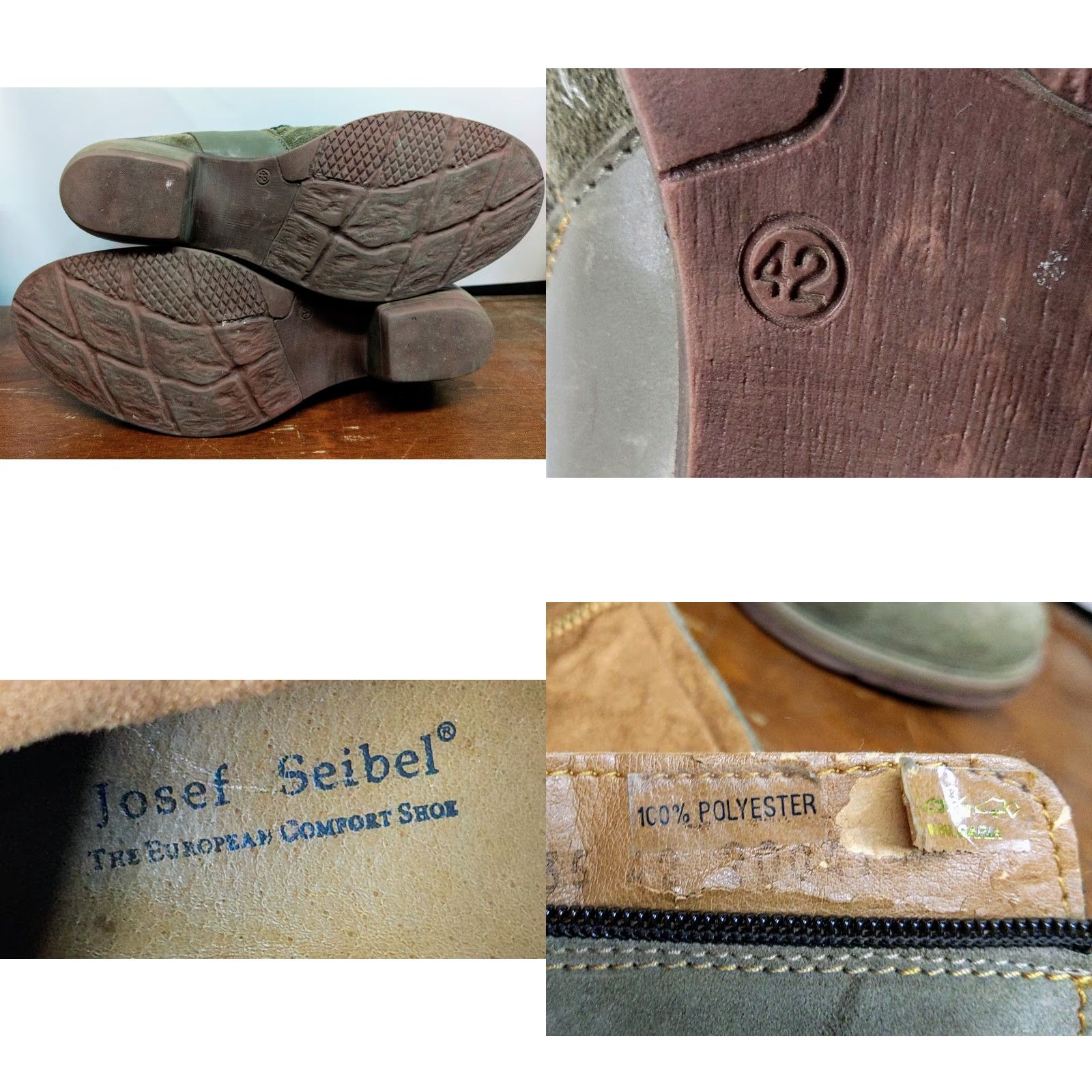 Vintage Josef Seibel Toni Boots Womens 10 Gray Brown Leather Ankle Zip Block Heel Vintage No N/A Size US 10 / IT 40 - 8 Thumbnail