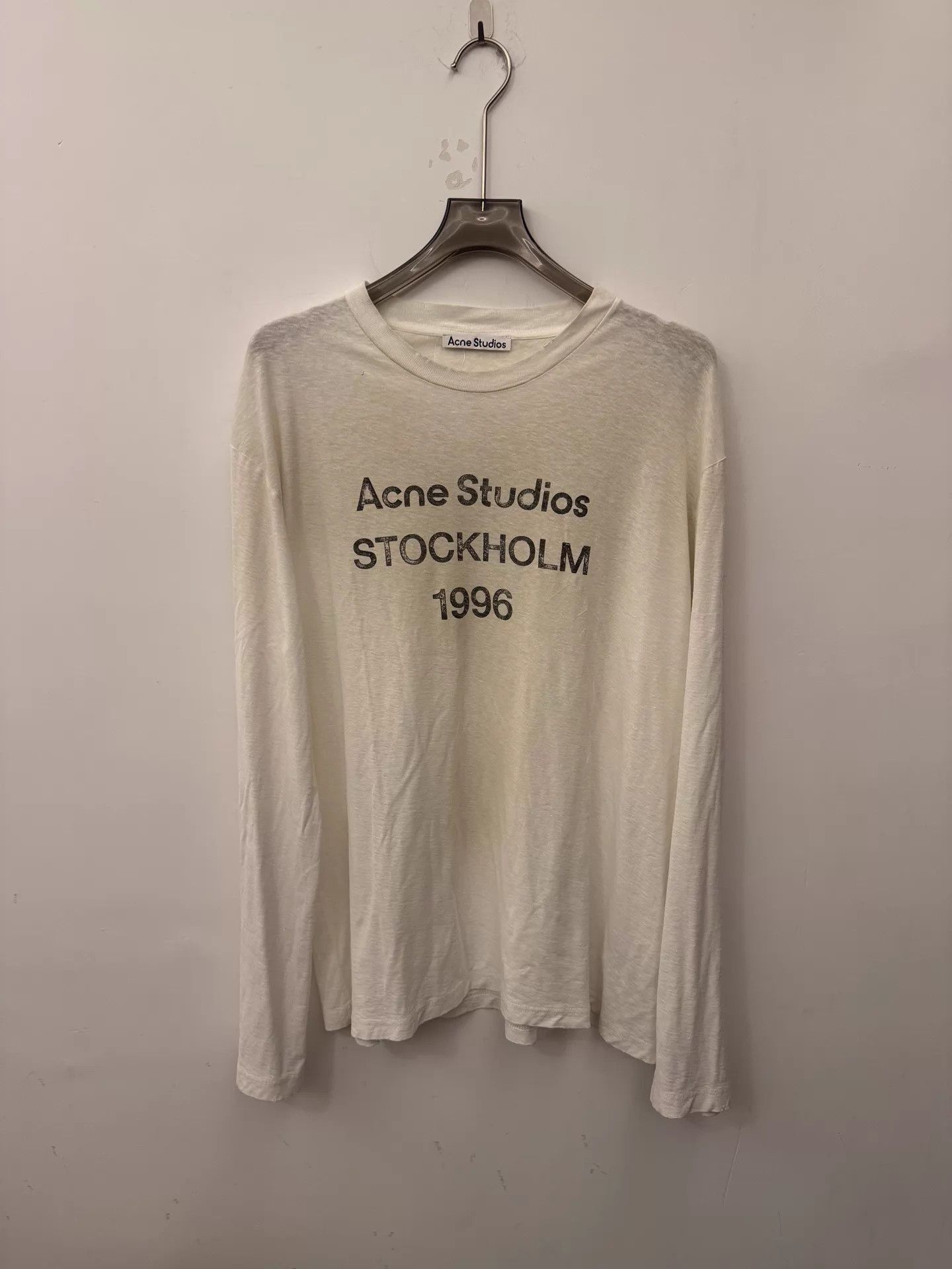 Acne Studios Acne 1996 Logo Print Crew LS Tee Gray White M New Size US M / EU 48-50 / 2 - 1 Thumbnail