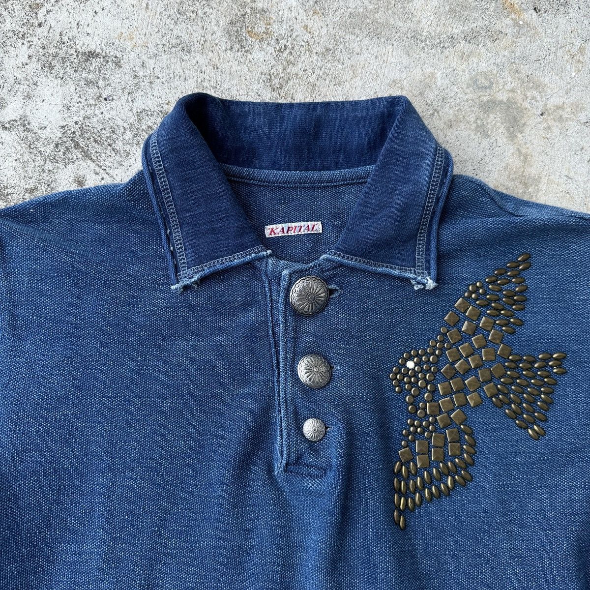 Kapital × Kapital Kountry Studded thuderbird Concho Polo tee