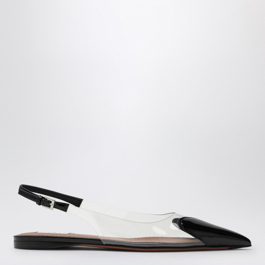 o1d2blof0724 Le Coeur Patent Leather Sling back Flat Black