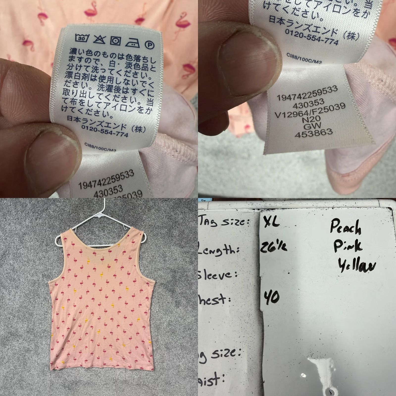 Lands' End Lands' End Tank Top XL Flamingo Print Peach Pink Yellow Beach Summer Casual Womens Sleeveless Scoop Neck Jersey Cotton Size XL / US 12-14 / IT 48-50 - 8 Thumbnail