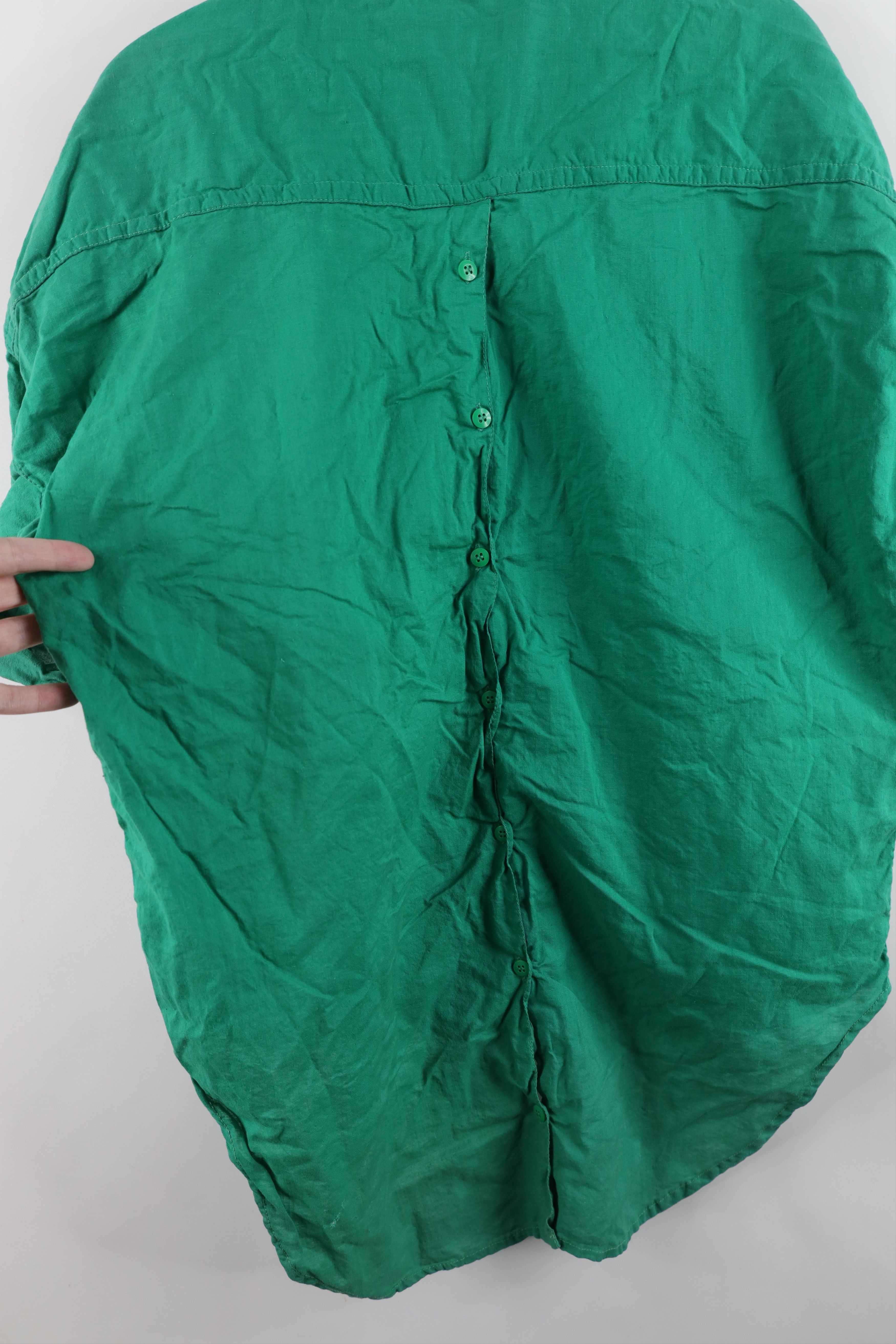 Vintage Vintage 90s Streetwear Baggy Front Back Button Shirt Green Size L / US 10 / IT 46 - 7 Thumbnail