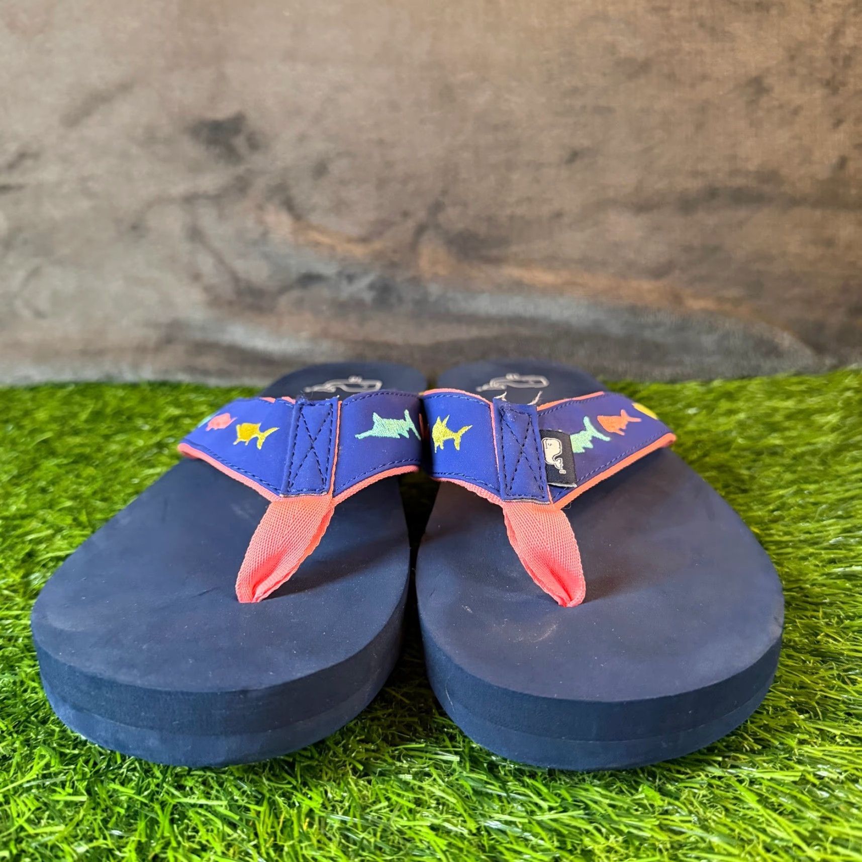 Vineyard Vines Vineyard Vines Navy Blue Embroidered Shark Flip Flop Sandals Womens Size 10 Size US 10 / IT 40 - 3 Thumbnail