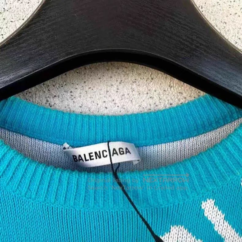 Balenciaga Balenciaga Blue all-printed sweater Size US S / EU 44-46 / 1 - 2 Thumbnail