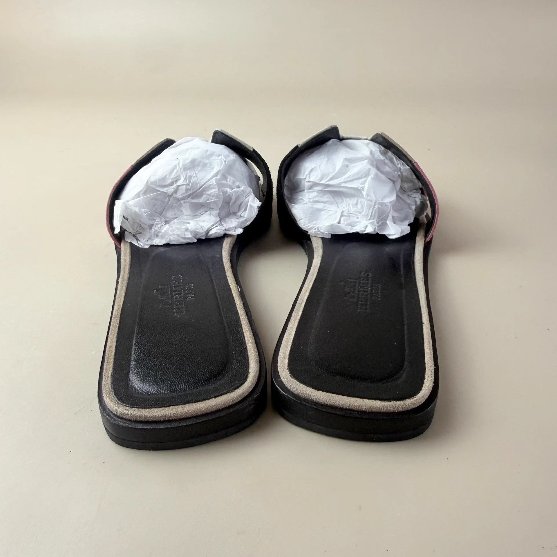 Hermes Hermes geometric colorblock suede H slippers EUR 36.5 Size US 5.5 / IT 35.5 - 3 Thumbnail