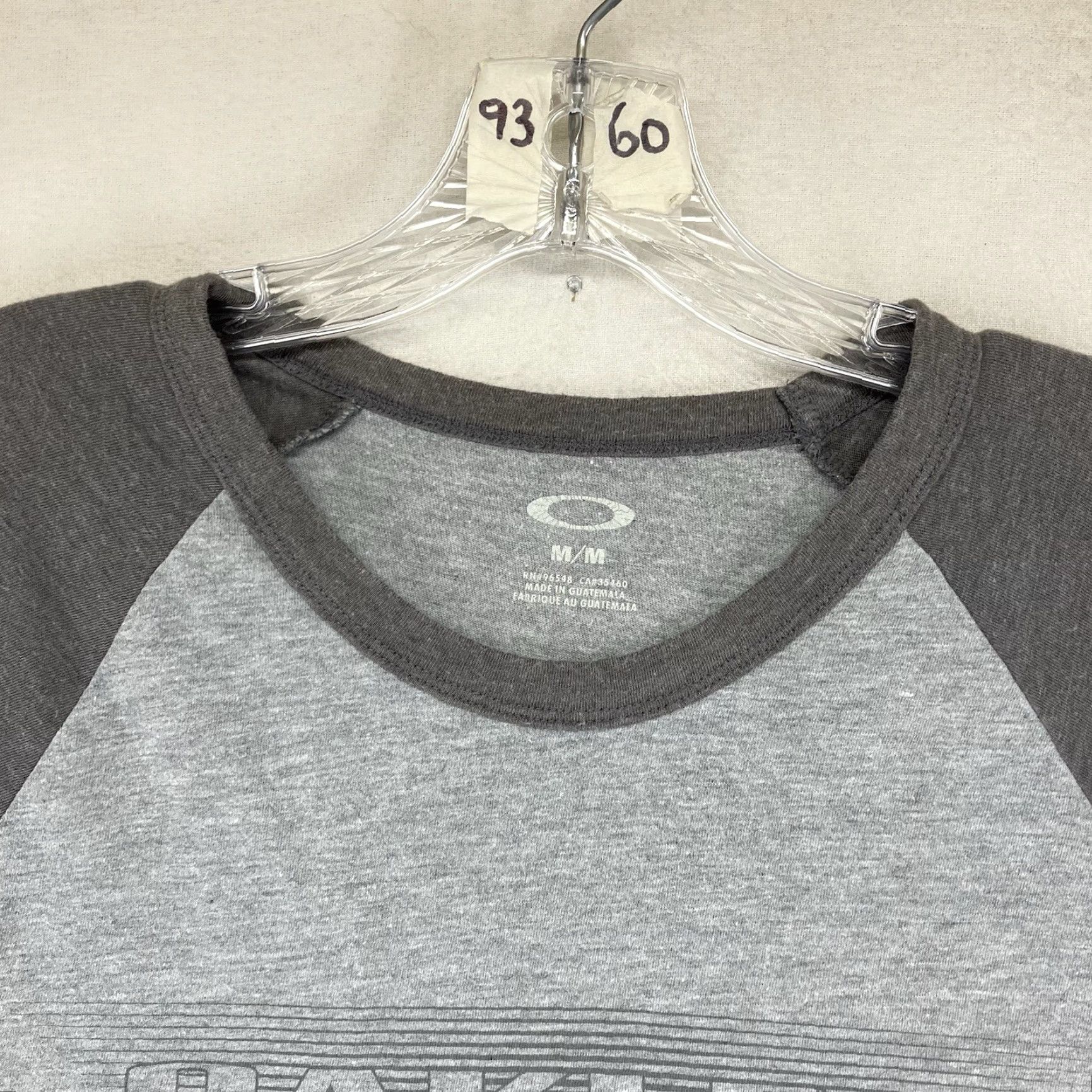 Oakley Oakley Mens T Shirt Baseball Style 90s Graphic Print Gray Crew Neck 3/4 Sleeve Regular Fit Medium Size US M / EU 48-50 / 2 - 5 Thumbnail