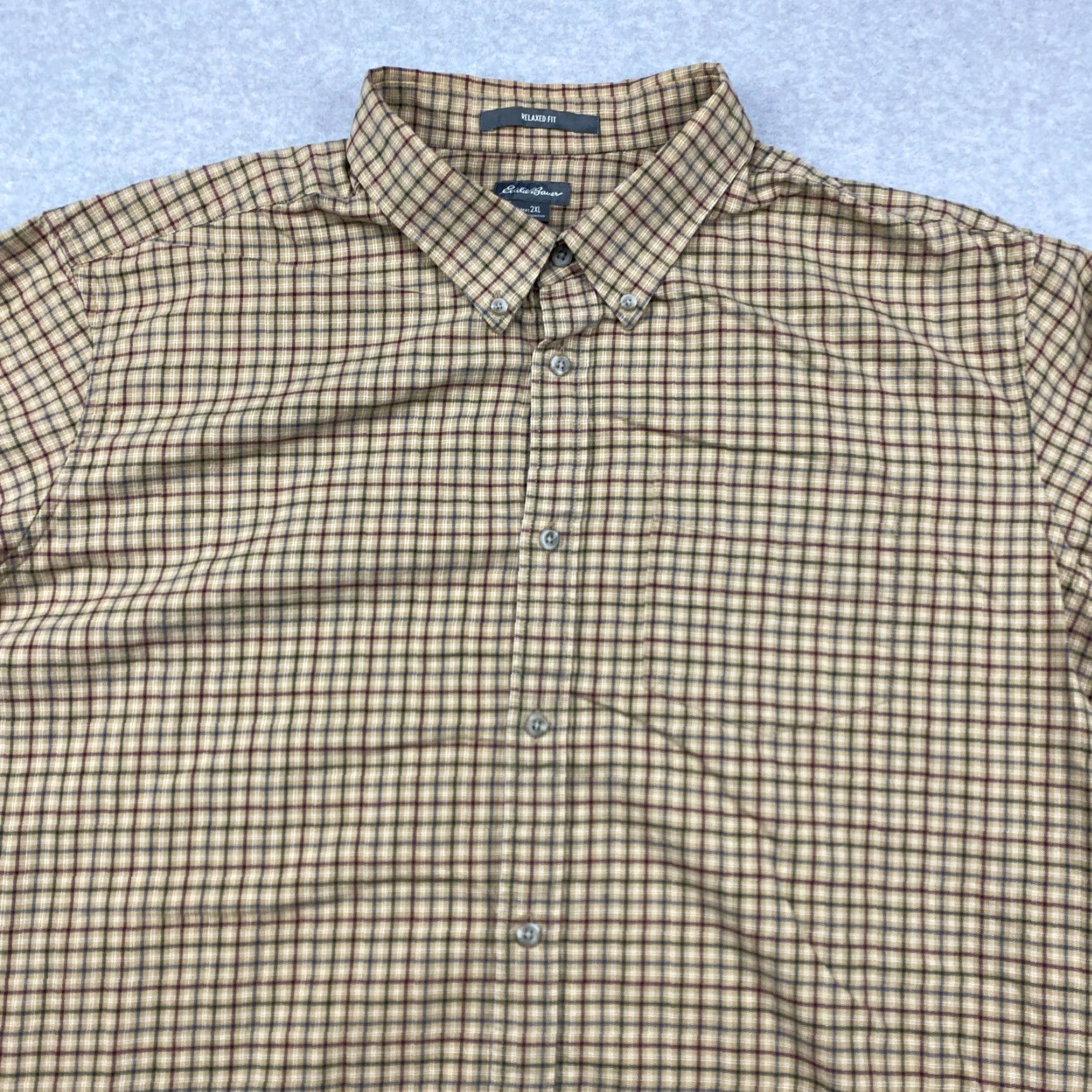 Eddie Bauer VINTAGE? Eddie Bauer Button-Down Flannel Shirt Mens 2XL Beige Check Relaxed Long Sleeve Size US XXL / EU 58 / 5 - 2 Thumbnail