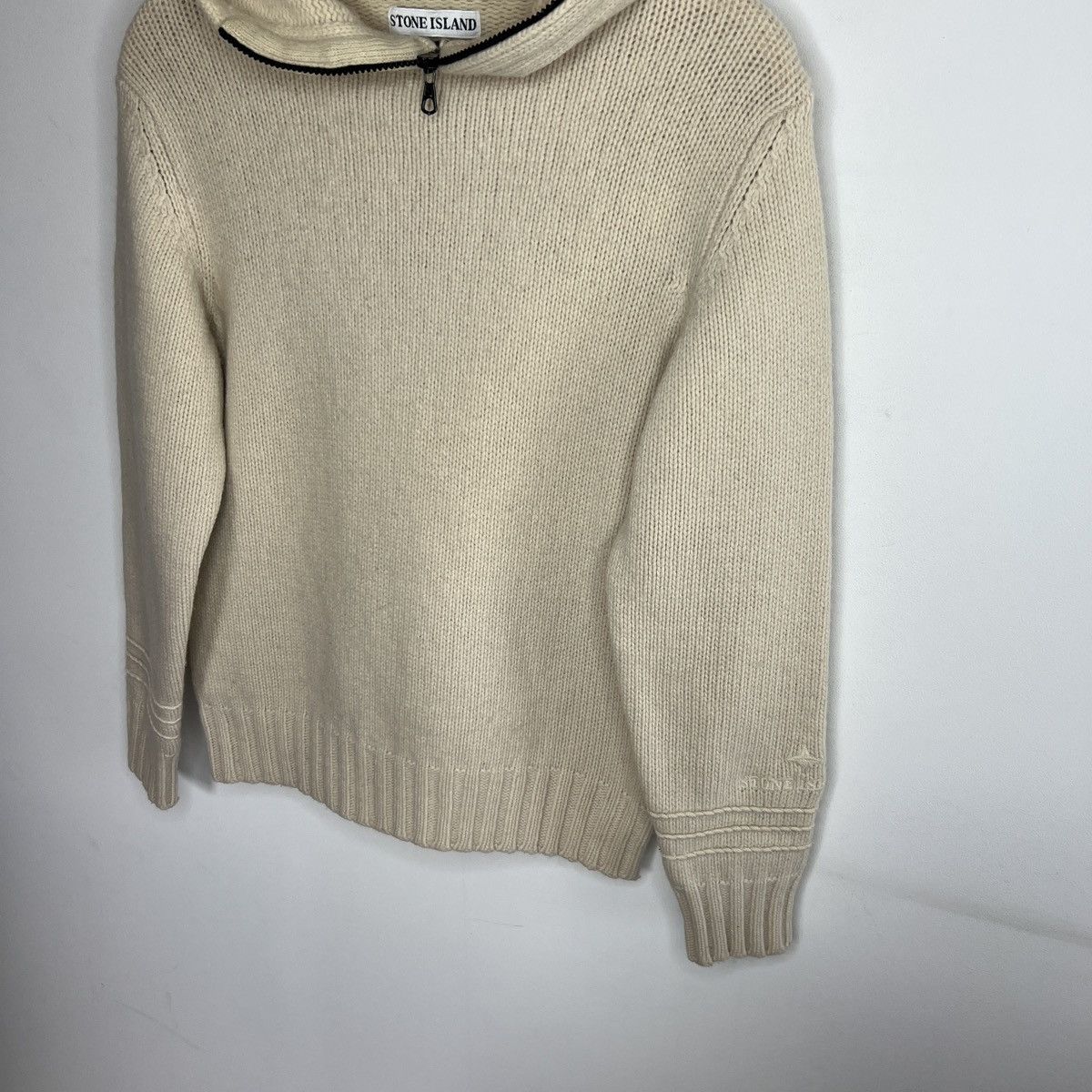 Stone Island Vintage Stone Island original Knit beige Wool Hoodie Size US S / EU 44-46 / 1 - 4 Thumbnail