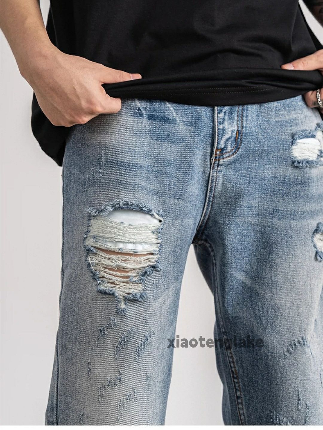 Jean × Vintage washed faded damaged ripped punk grunge flared jeans Size US 30 / EU 46 - 8 Thumbnail