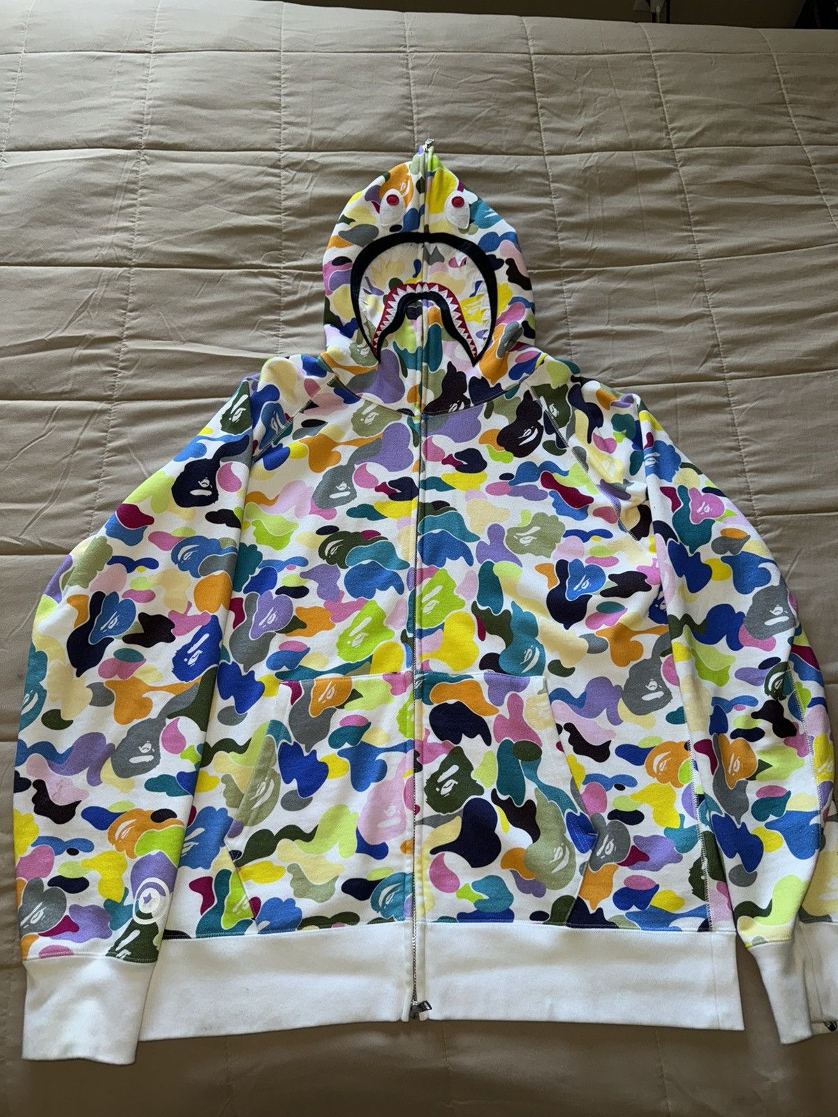 Bape Multi Camo Shark Full Zip Hoodie | Grailed