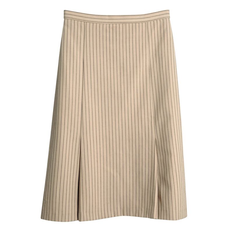 image of Bespoke Sundazed (Germany) Twill Weave Schurwolle A-Line Midi Skirt in Beige, Women's (Size 26)