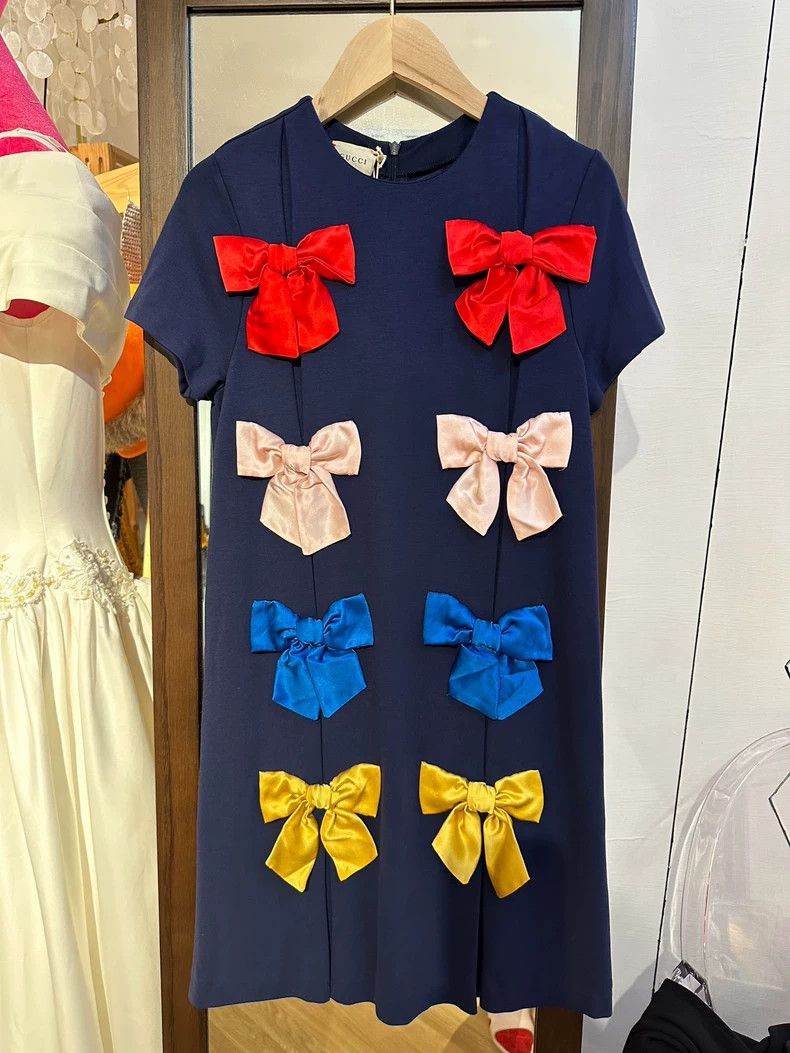 Gucci Gucci Silk Dress with Colorful Bows- DMC Size 22" - 1 Thumbnail