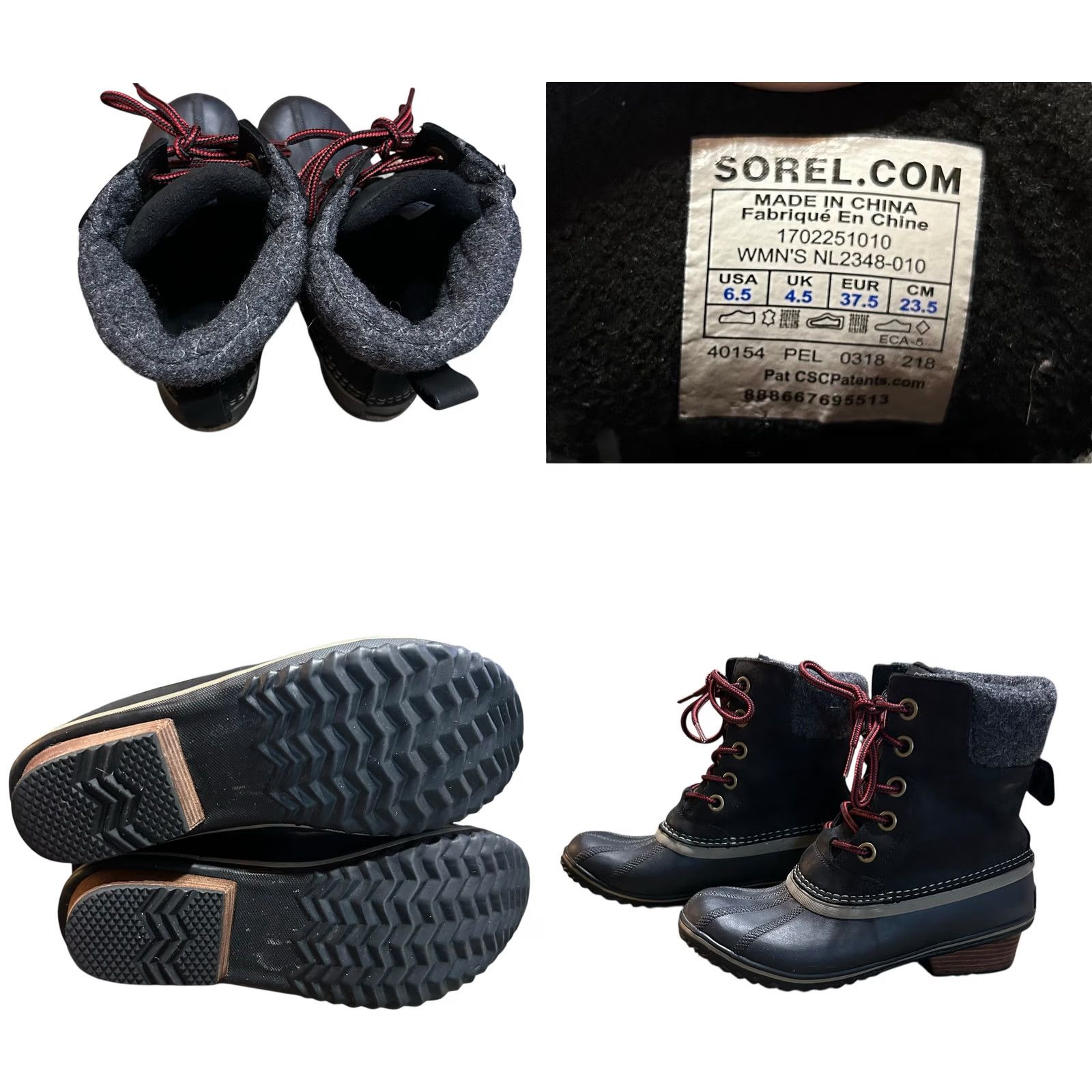 SOREL SOREL Slimpack II Winter Boots Black Leather/Rubber/Wool Waterproof Women Sz 6.5 Size US 7 / IT 37 - 11 Thumbnail