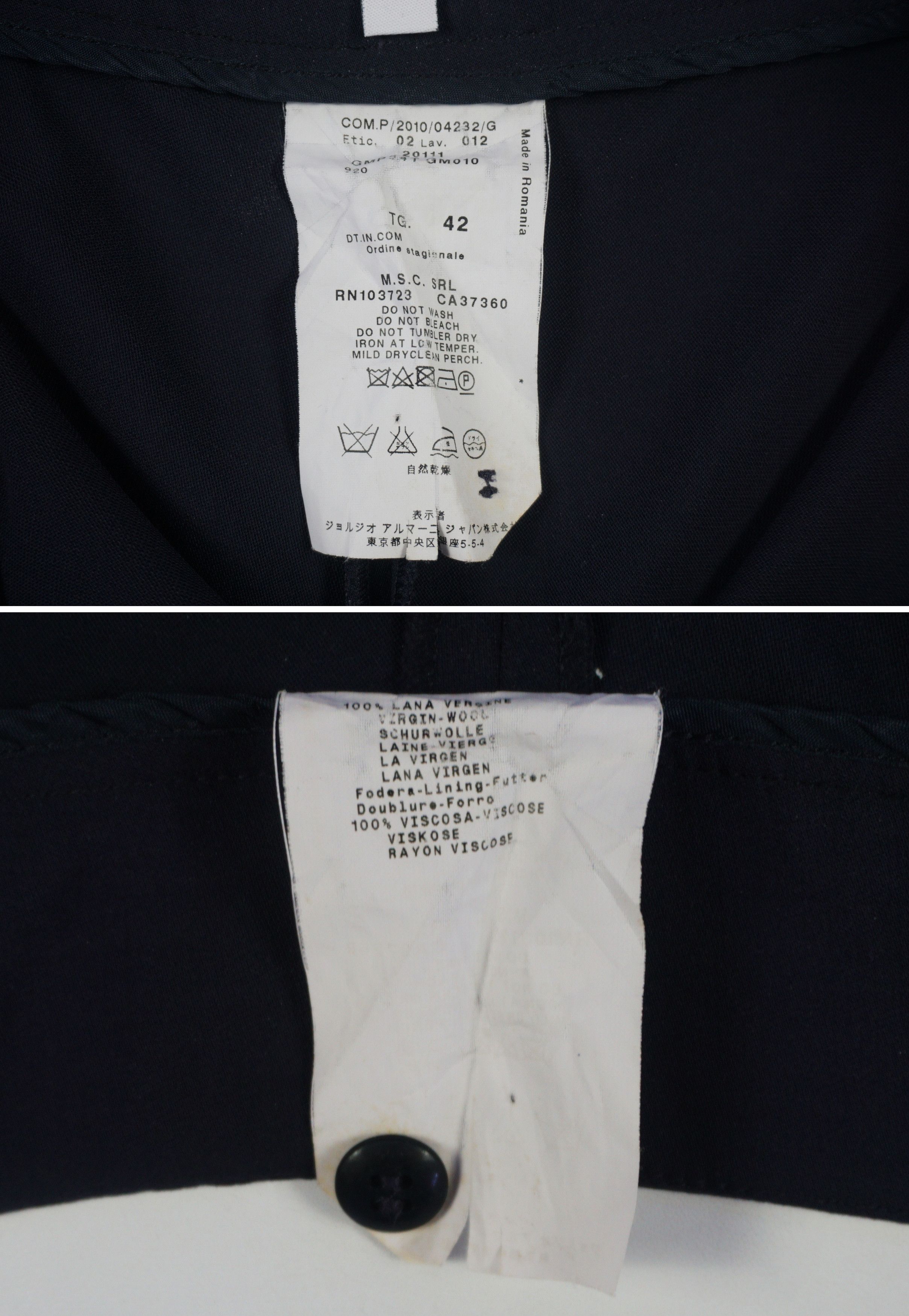 Armani Collezioni Armani Collezioni Lana Vergine Wide Leg High Waisted Pants Size 28" / US 6 / IT 42 - 7 Thumbnail