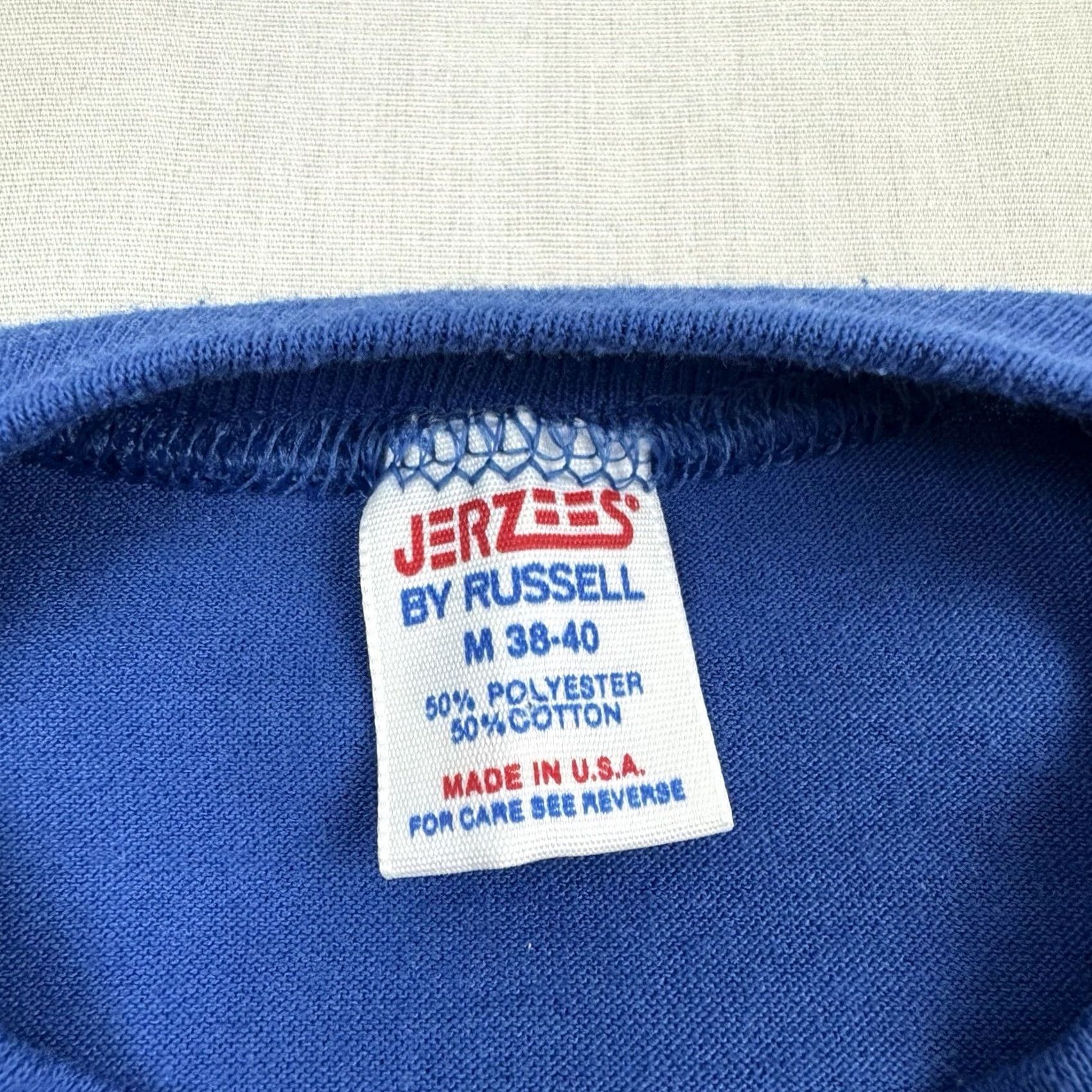 Jerzees VINTAGE Jerzees T-Shirt Adult Medium Blue 80s USA Funny Graphic 1980s Shirt Mens Size US M / EU 48-50 / 2 - 5 Thumbnail