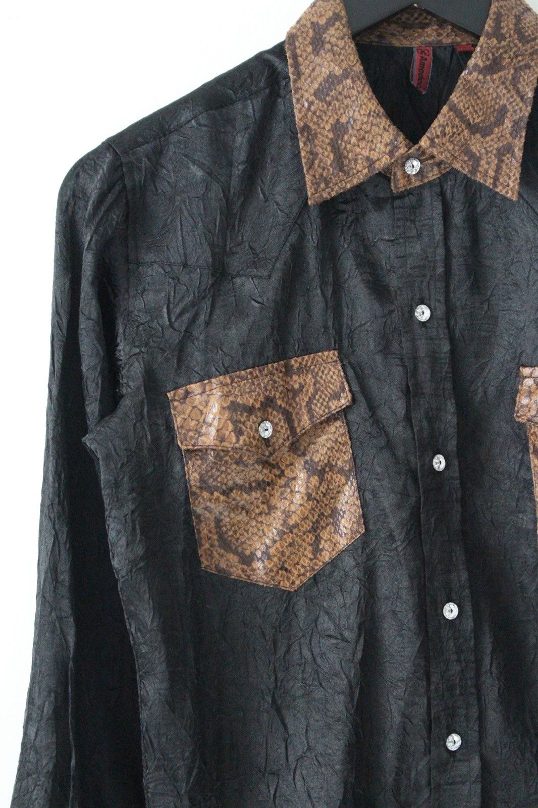 Japanese Brand 2000S AMEDEO JAPAN SNAKE TRIM CRINKLE WESTERN SHIRT Size US M / EU 48-50 / 2 - 4 Thumbnail