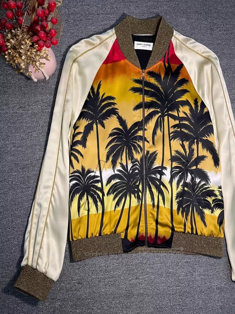 Saint Laurent Paris Saint Laurent Paris Silk Palm Tree Jacket Size US S / EU 44-46 / 1 - 2 Thumbnail
