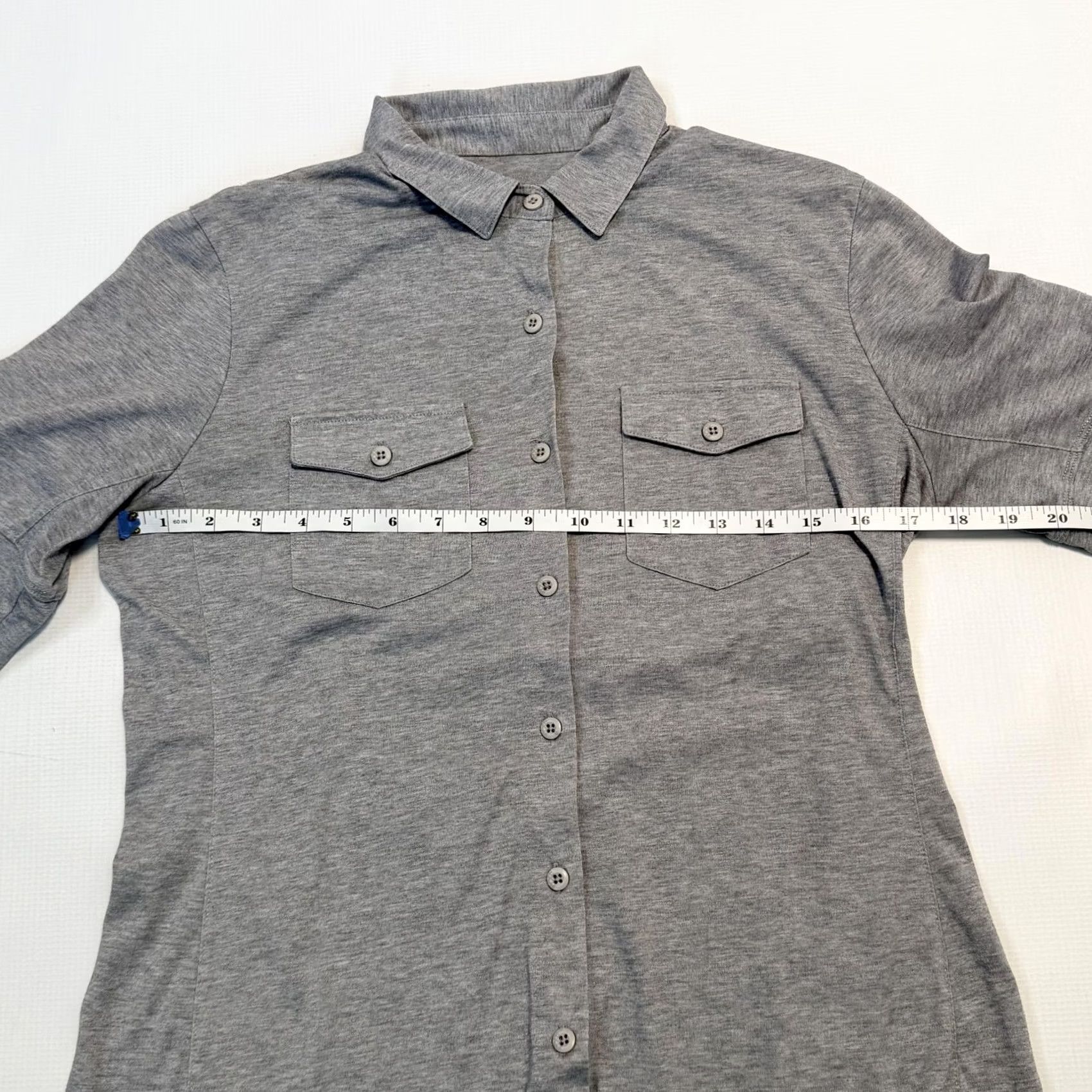 Vintage Stio Shirt Womens M Gray Button-Up 3/4 Sleeve Roll Tab Jersey Top Size M / US 6-8 / IT 42-44 - 5 Thumbnail