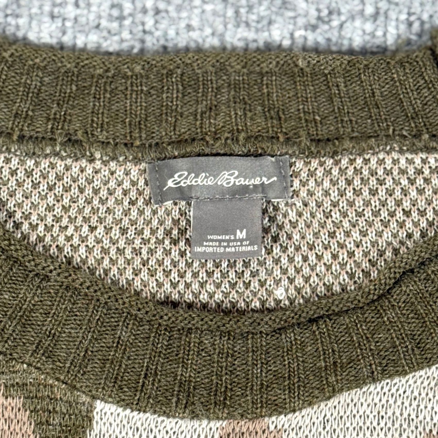 Eddie Bauer Eddie Bauer Camouflage Knit Sweater Pullover Raglan Sleeve Crew Neck Women's M Green Tan Autumn Winter Casual Outdoor Fashion Size M / US 6-8 / IT 42-44 - 2 Thumbnail