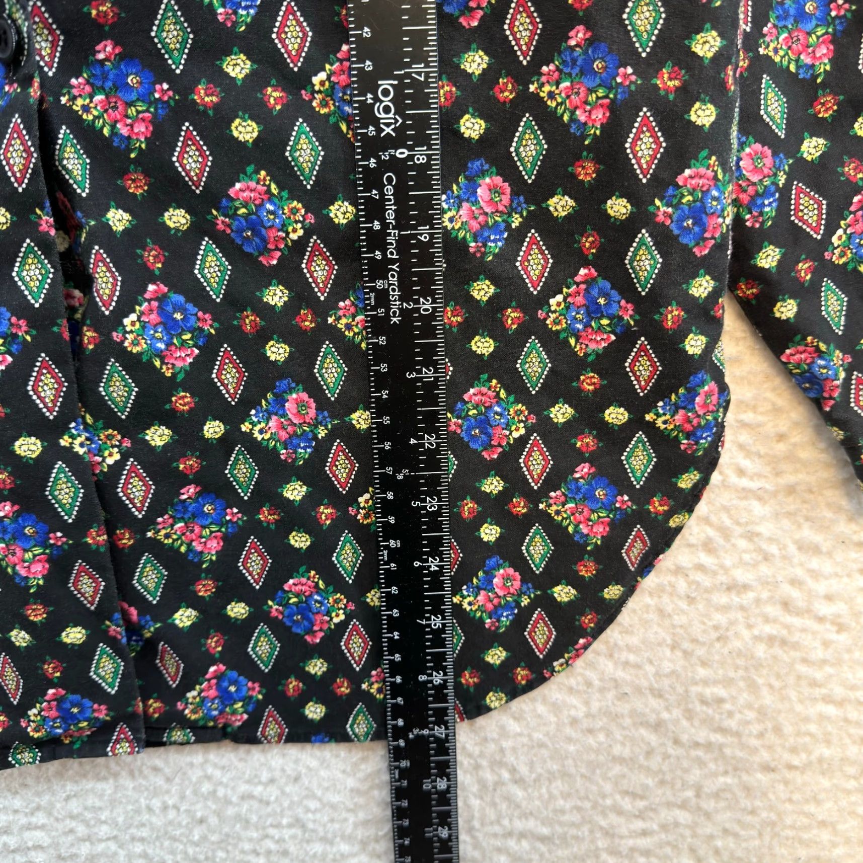 Etro VINTAGE 90s LUCIA Button Shirt Western Floral Geometric Black M Medium Womens Size M / US 6-8 / IT 42-44 - 6 Thumbnail