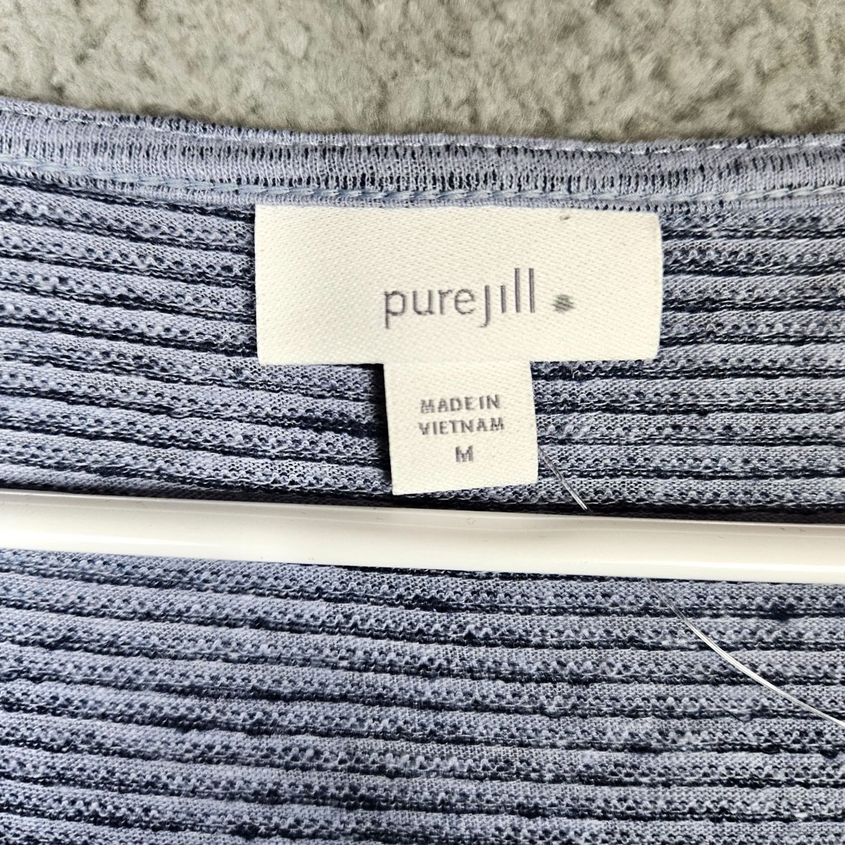 Vintage Pure Jill Top Shirt Womens M Blue Heather Tie Waist Round Neck Short Sleeve Size M Regular Fit Size M / US 6-8 / IT 42-44 - 7 Thumbnail