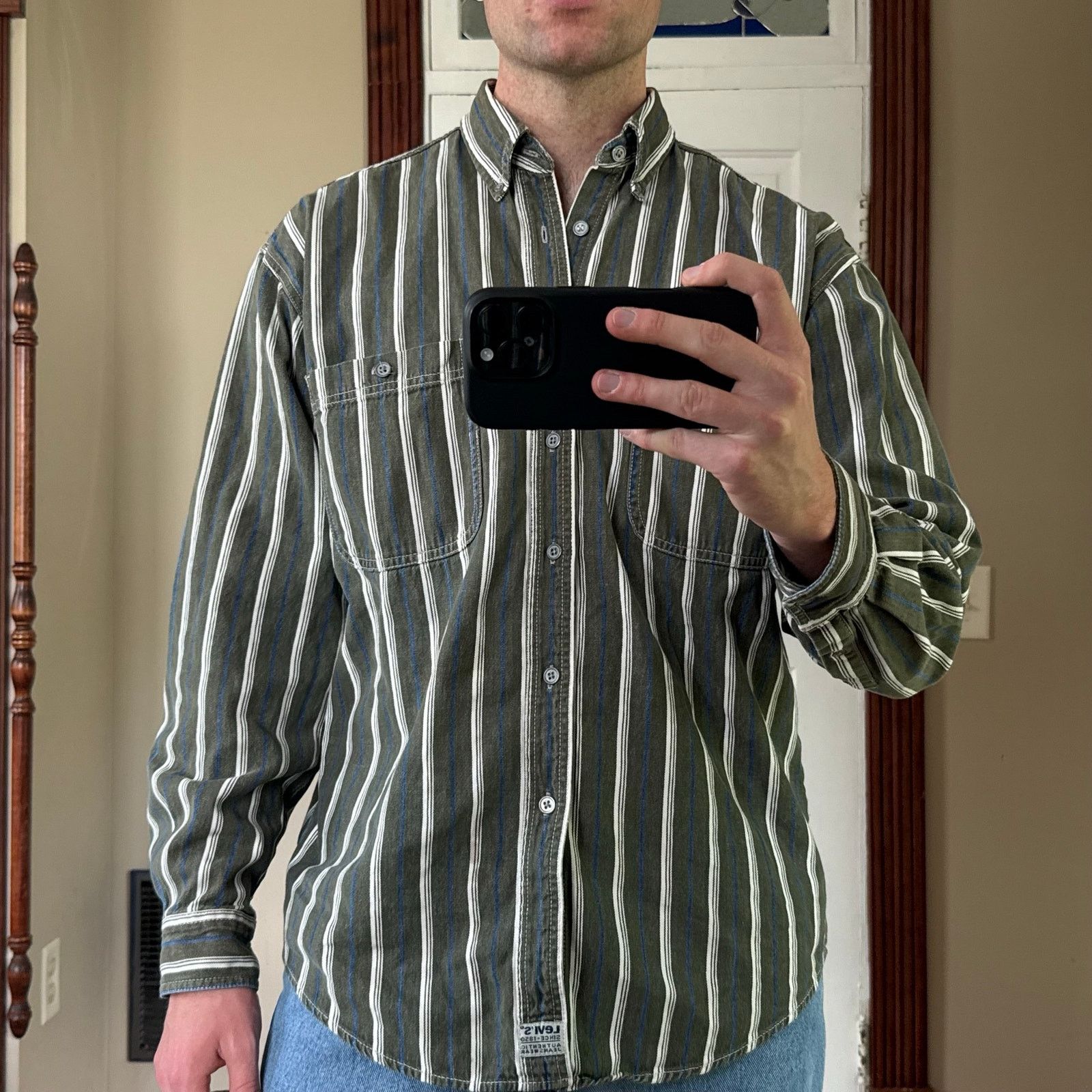 Levi's vtg Levi’s Vertical Striped Cotton Longsleeve Button Up Sz M Size US M / EU 48-50 / 2 - 7 Thumbnail