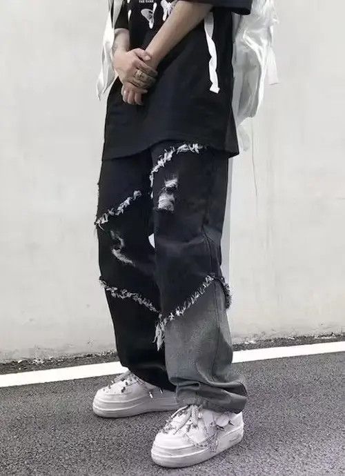 Embroidered Baggy Denim Jeans