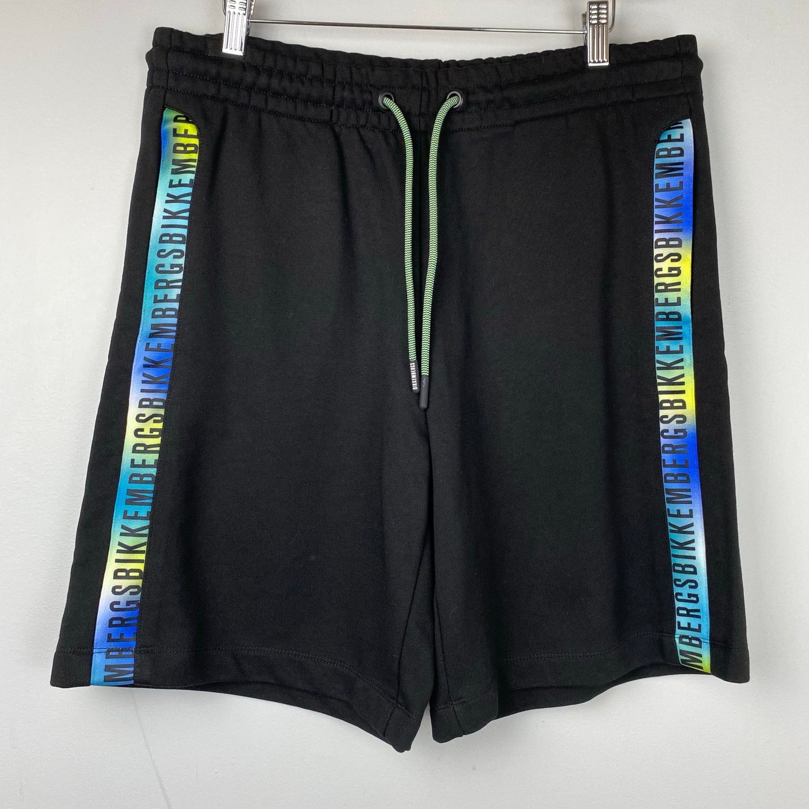 Dirk Bikkembergs Bikkembergs Black Stripe Fleece Athletic Shorts Small Size US 30 / EU 46 - 1 Thumbnail