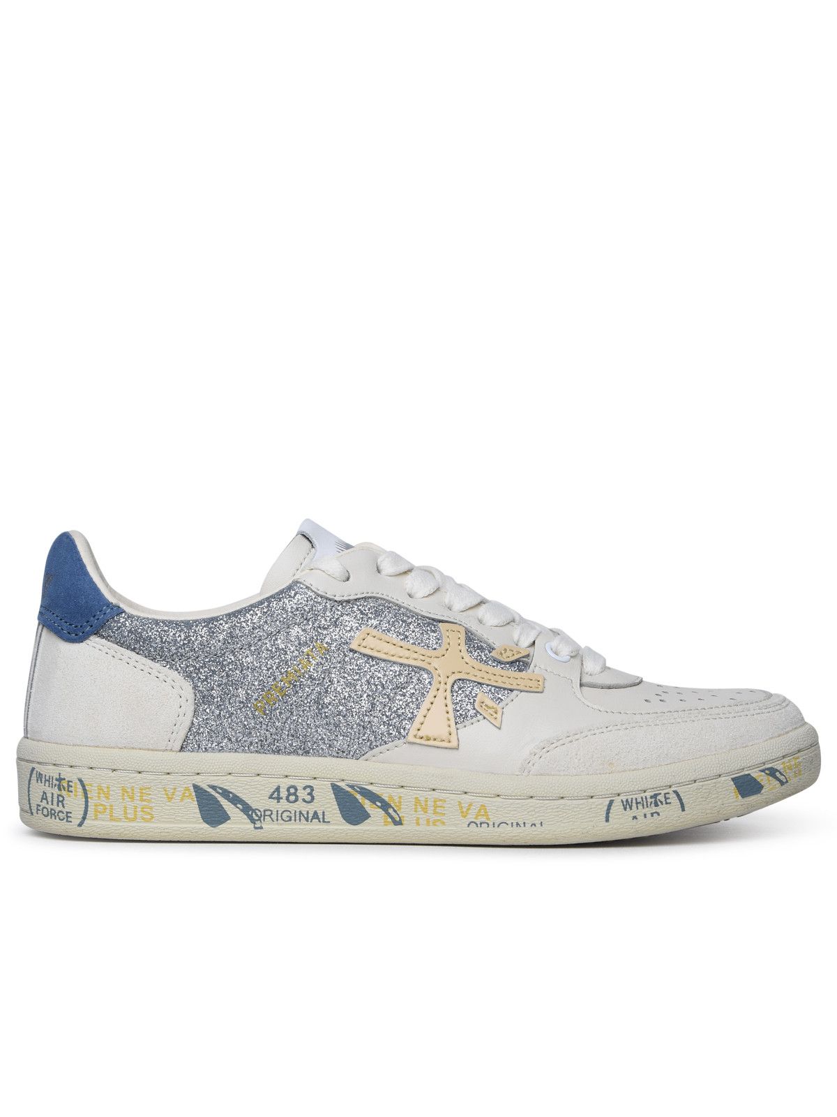 image of Premiata 'basket Clayd' Cream Leather Blend Sneakers, Women's (Size 7)