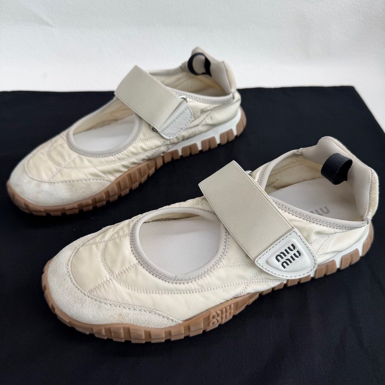 Miu Miu Miu Miu Suede White Lowtop Sneakers us_6-5 Women Size US 6.5 / IT 36.5 - 1 Thumbnail