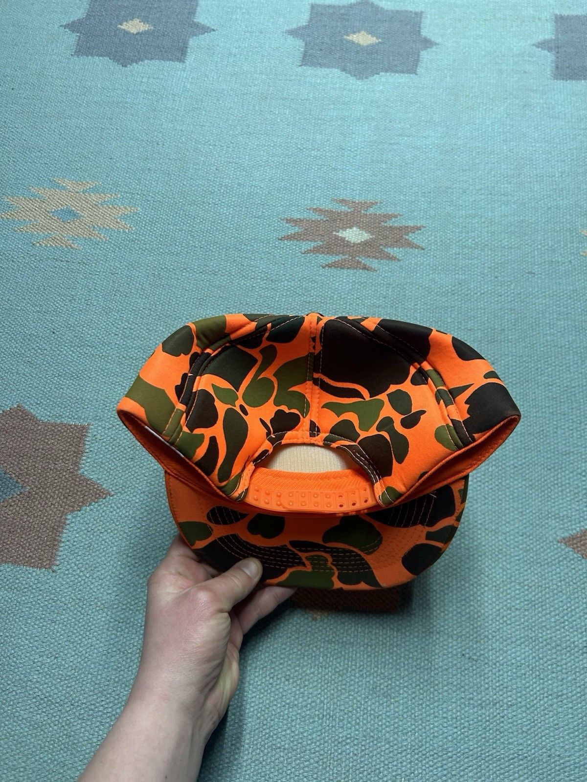 Vintage Vtg SnapBack hat blaze orange camo hunting camouflag trucker Size ONE SIZE - 4 Thumbnail