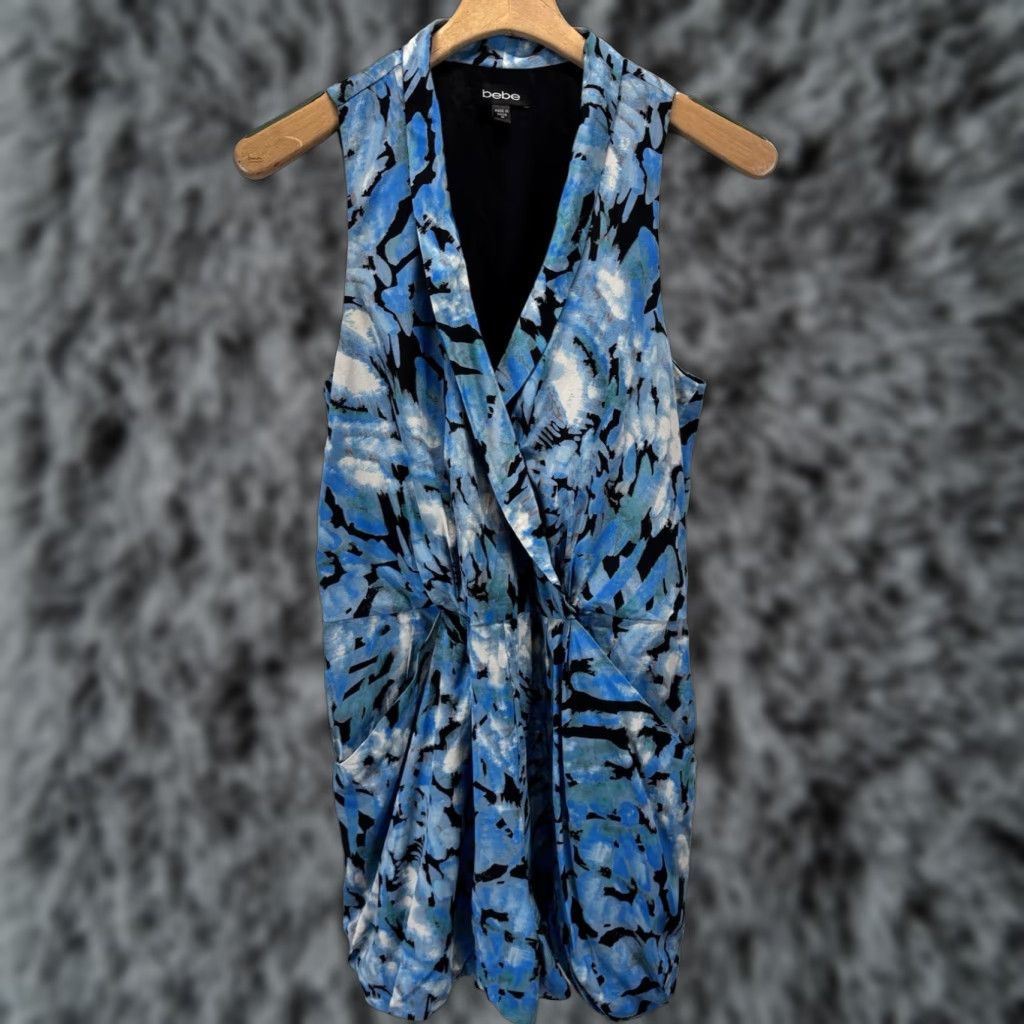 Bebe Bebe Romper Womens Medium Blue Silk Blend Sleeveless Y2K Party Womens Size 32" / US 10 / IT 46 - 1 Thumbnail