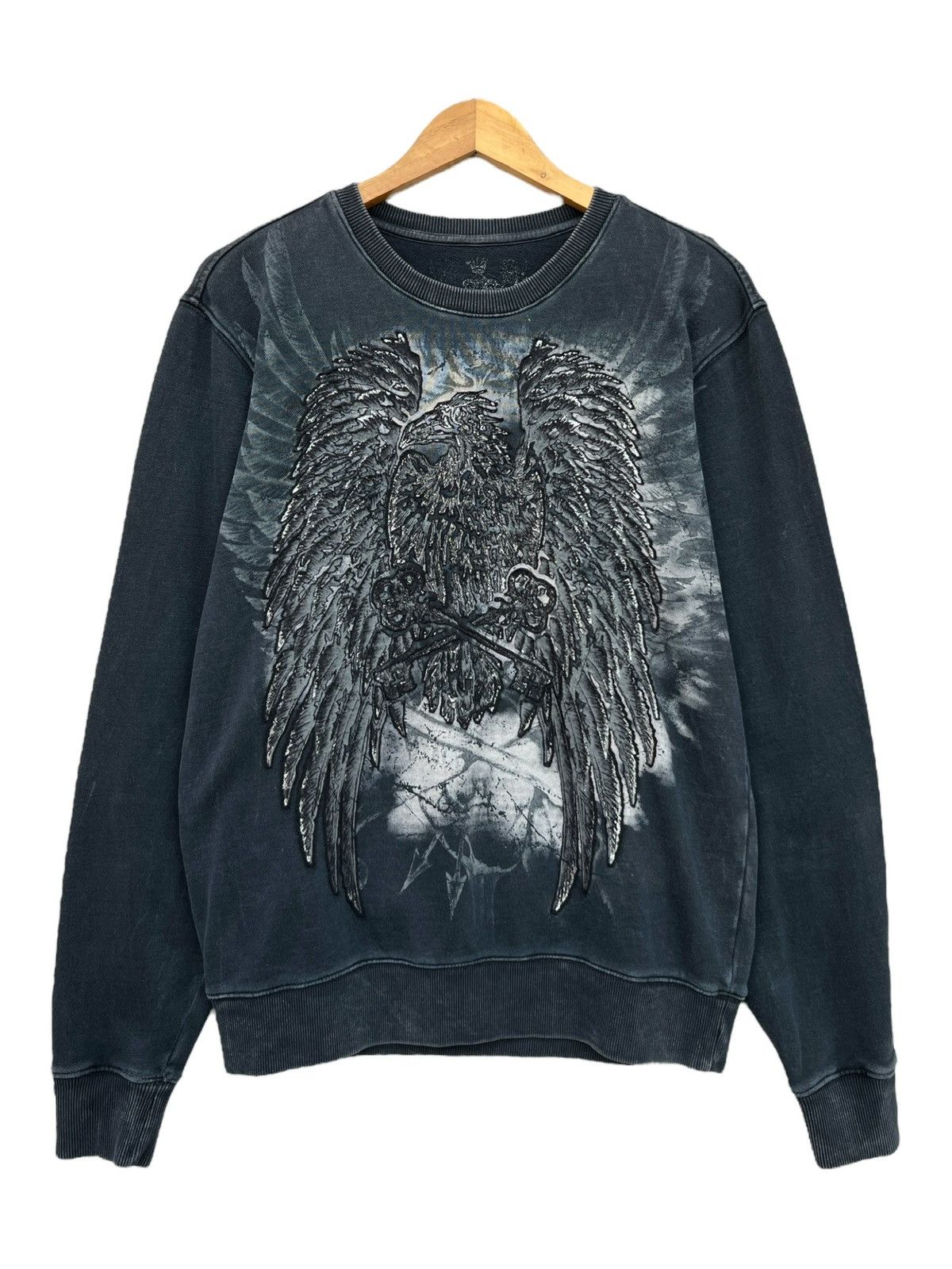 Japanese Brand Eagle Wings Patch Punk Gothic Punk Sweatshirt Size US M / EU 48-50 / 2 - 2 Thumbnail