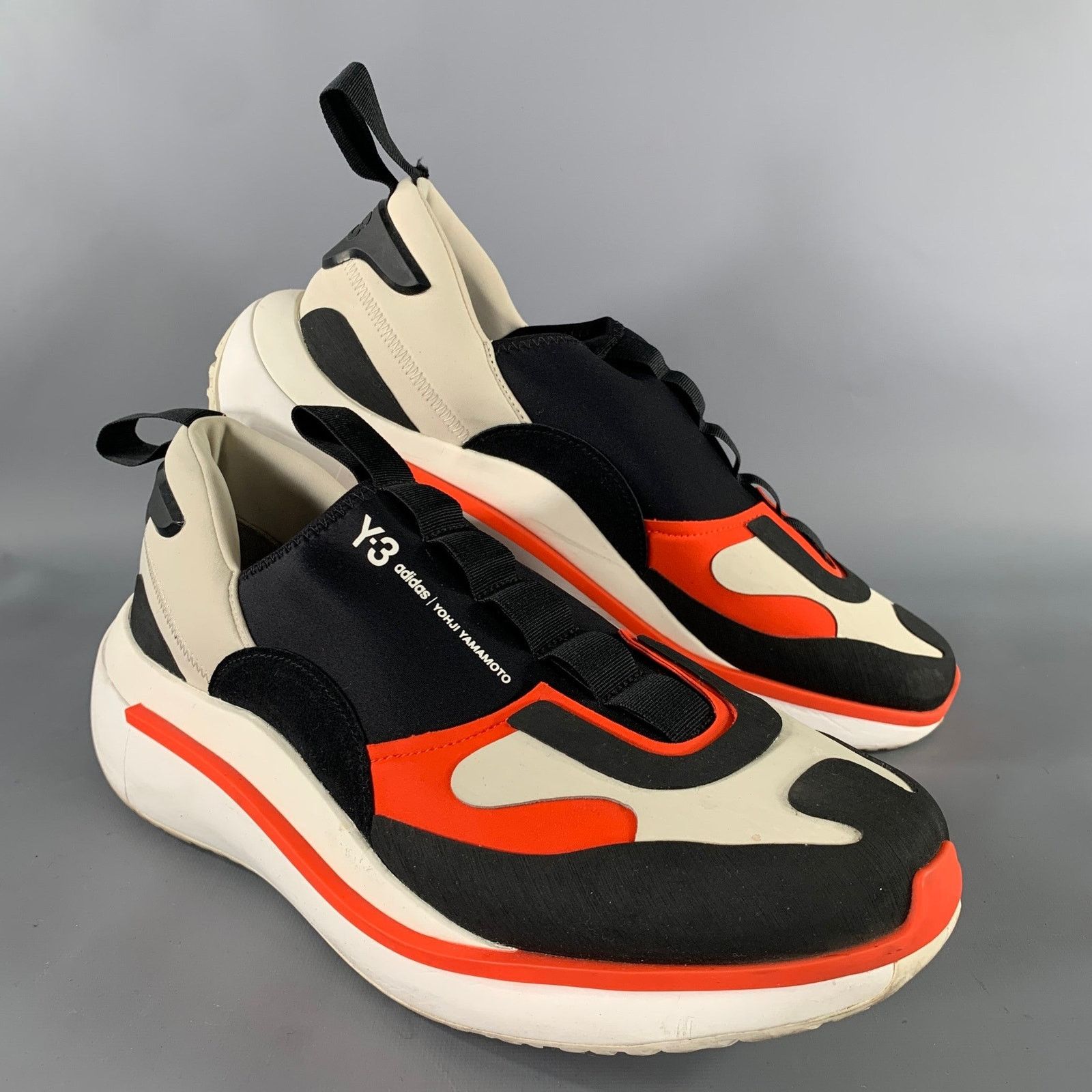 Y-3 Y-3 Size 12 Black Orange & White Layered Slip On Sneakers Size US 12 / EU 45 - 1 Thumbnail