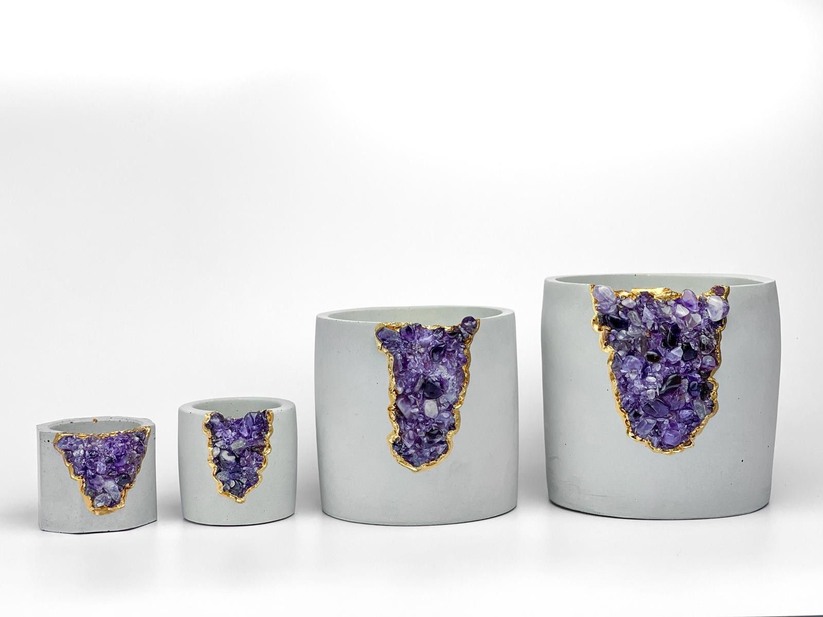Other Large Geode Planter, AMETHYST Succulent 5 inch Concrete POT Size ONE SIZE - 8 Thumbnail